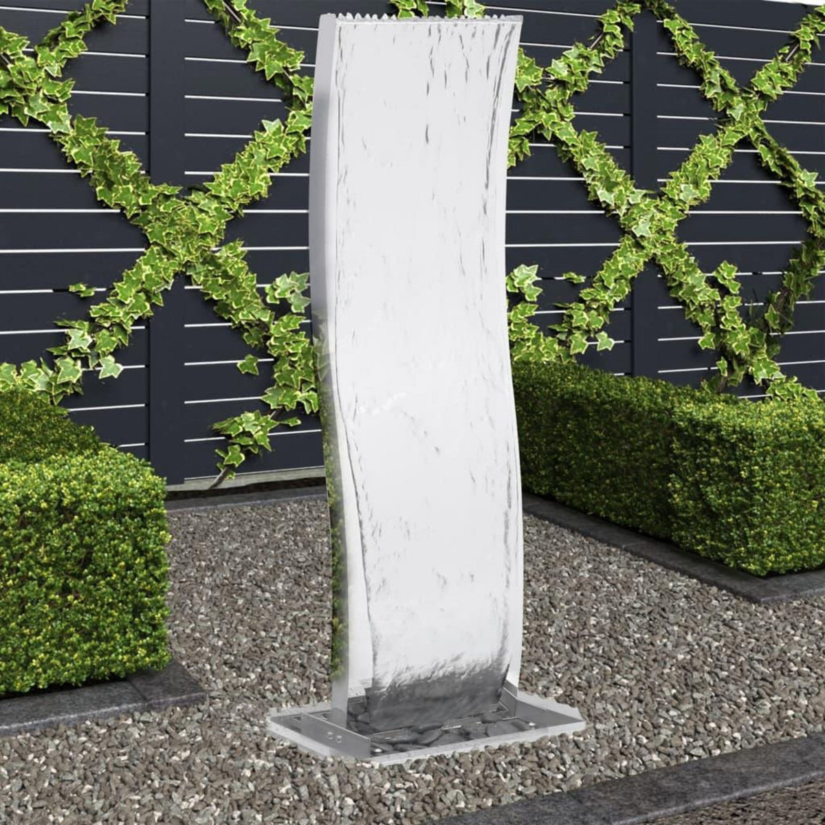 VIDAXL Fontaine de jardin avec pompe Acier inoxydable 130 cm Courbe