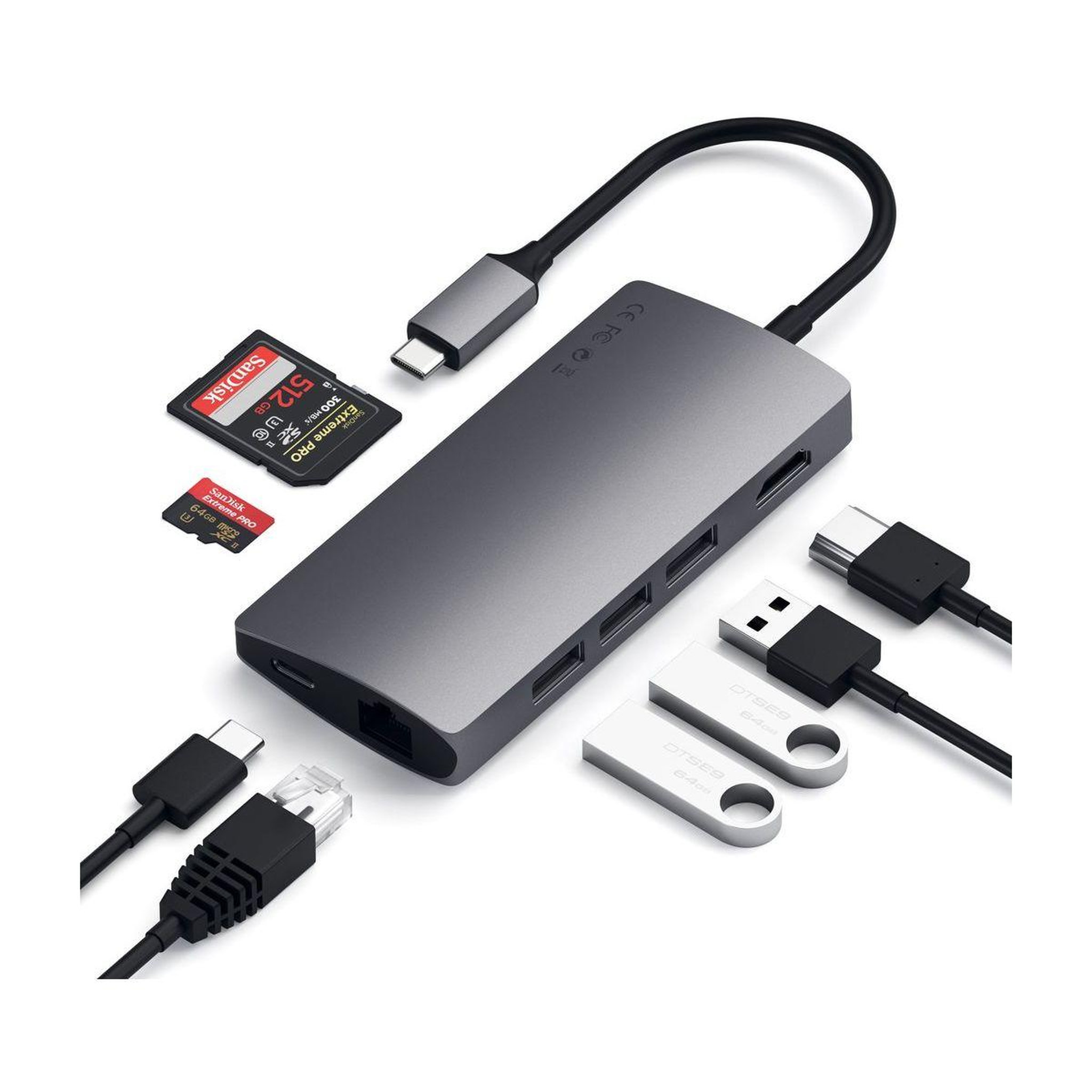 Voir la diapositive 3 : SATECHI Hub USB C USB-C/multiports 8 en 1