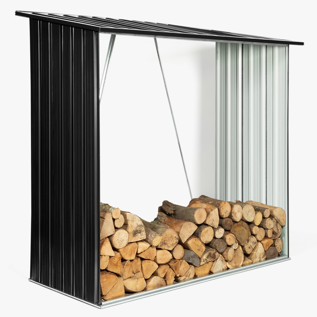 ID MARKET Abri de stockage 2 m³  gris en acier galvanisé pour bûches