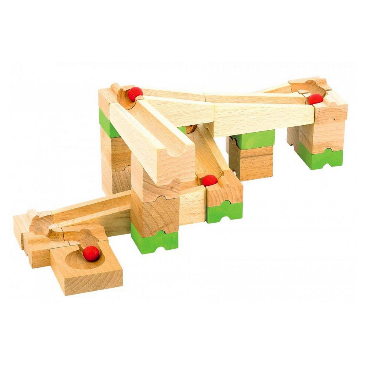 JeuJura Jeujura - Circuit de Billes en Bois - Ensemble de 40 Pièces pour Enfants