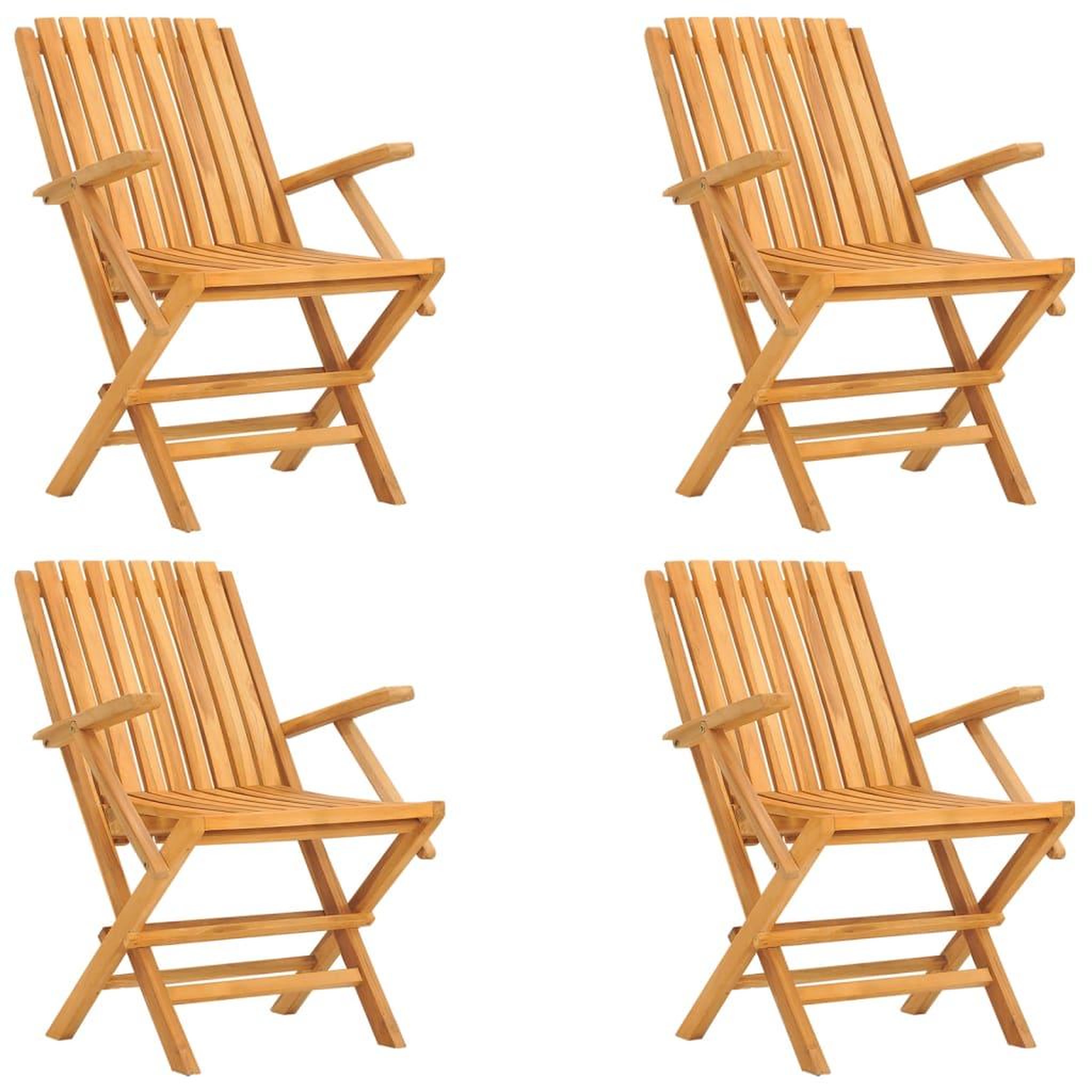 Voir la diapositive 2 : VIDAXL Chaises de jardin pliantes lot de 4 61x67x90cm bois massif teck