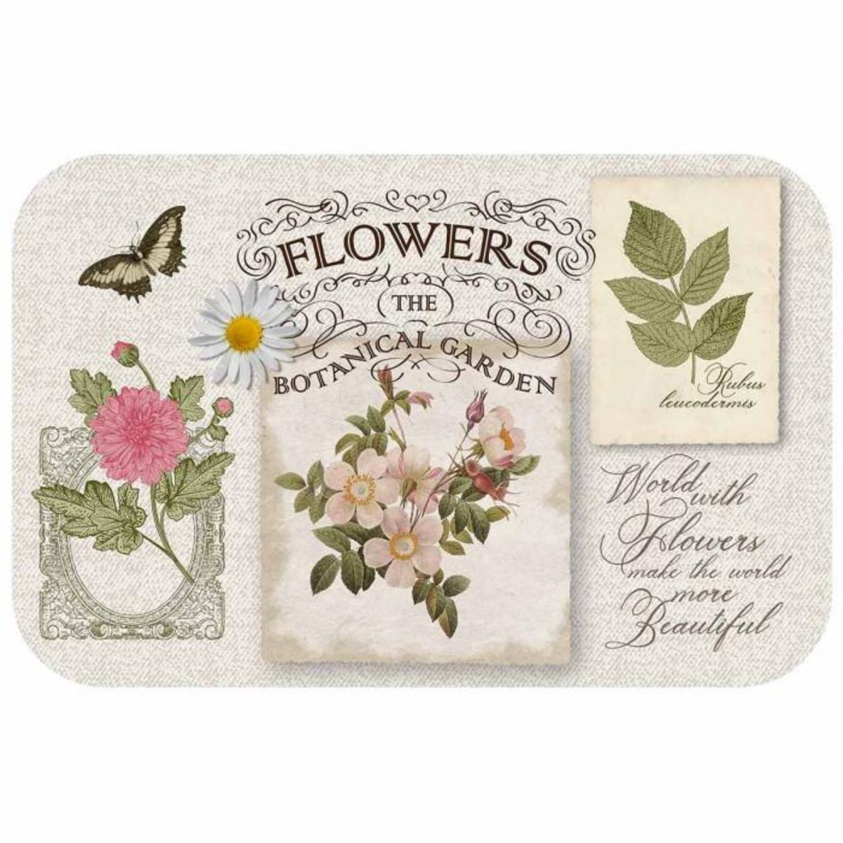 Paris Prix Set de Table Imprimé  Les Fleurs  28x44cm Naturel