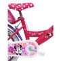 Voir la diapositive 3 : Disney Minnie Vélo enfant - Modèle 14'' Minnie + Casque pour enfant de 95/110 cm avec stabilisateurs - Panier avant - Porte poupée arrière - 2 freins et pneus gonflables