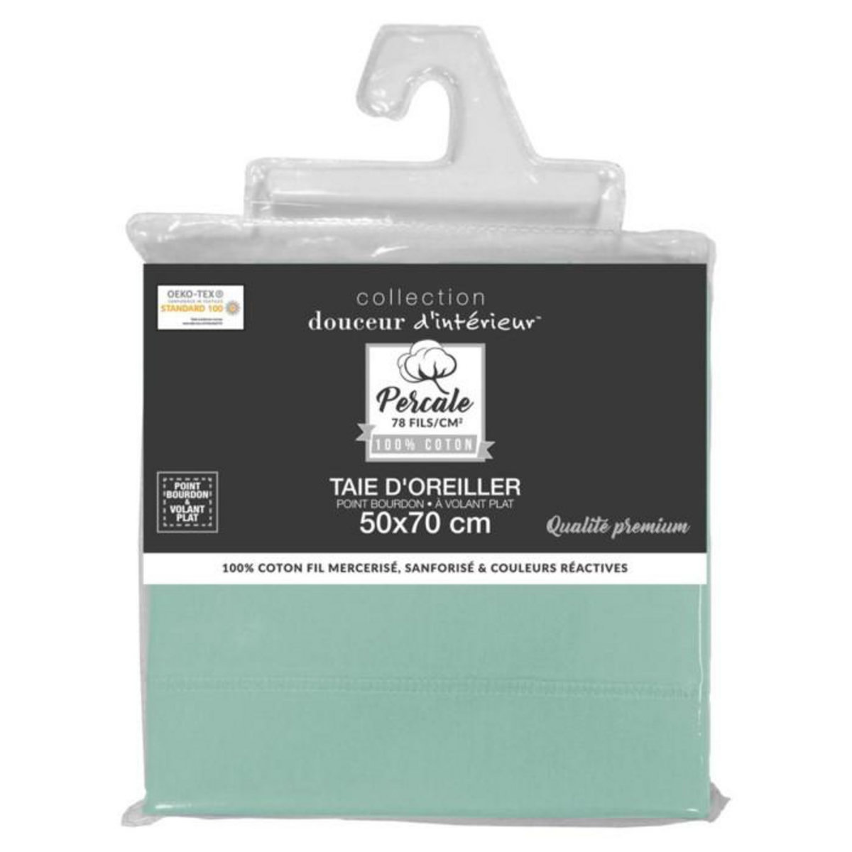 Paris Prix Taie d'Oreiller  Percaline  50x70cm Sauge