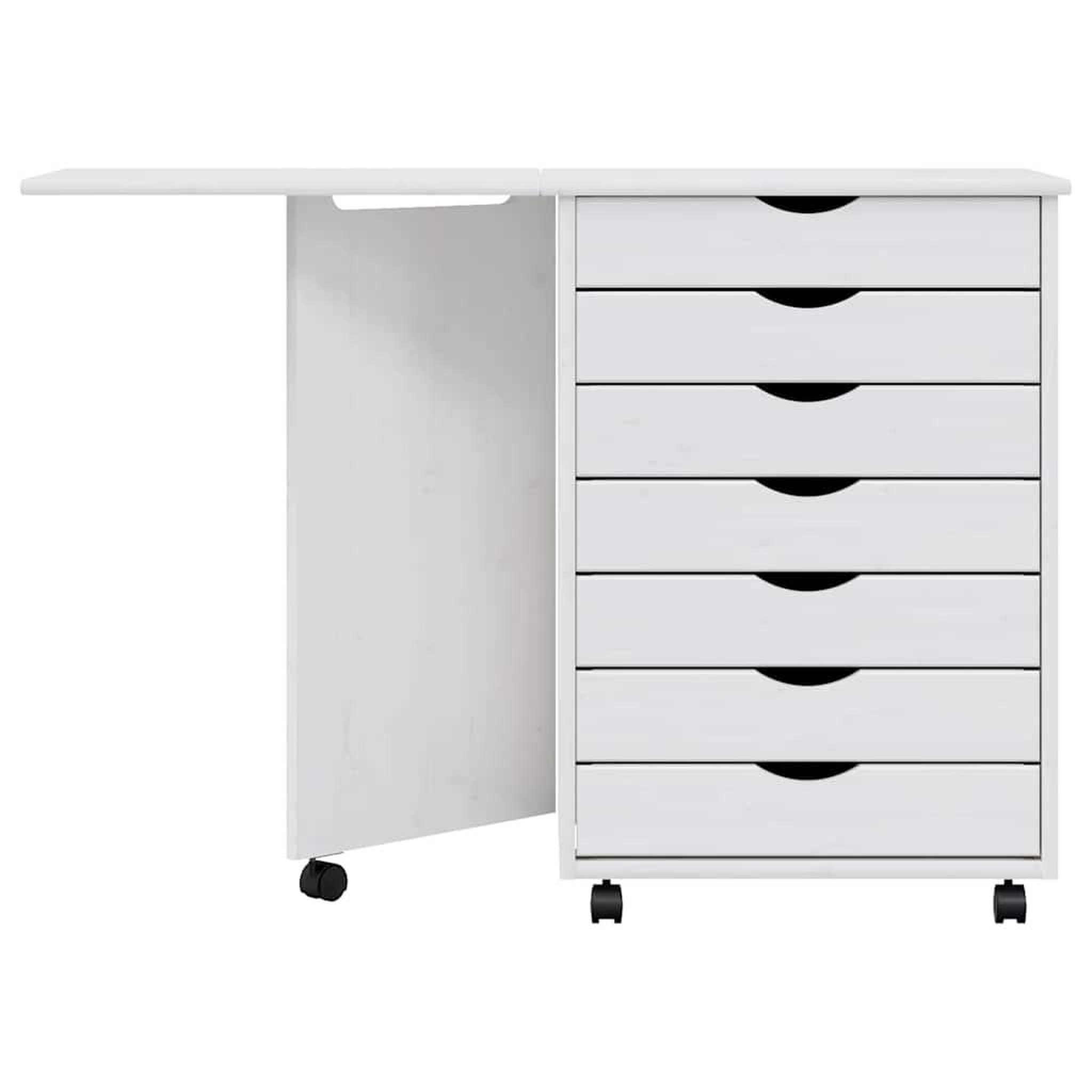 Voir la diapositive 5 : VIDAXL Armoire roulante avec bureau MOSS blanc bois de pin solide
