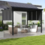 Voir la diapositive 2 : OUTSUNNY Pergola 3 toiles coulissantes - dim. 3,57L x 2,96l x 2,35H m - acier époxy noir polyester haute densité anthracite