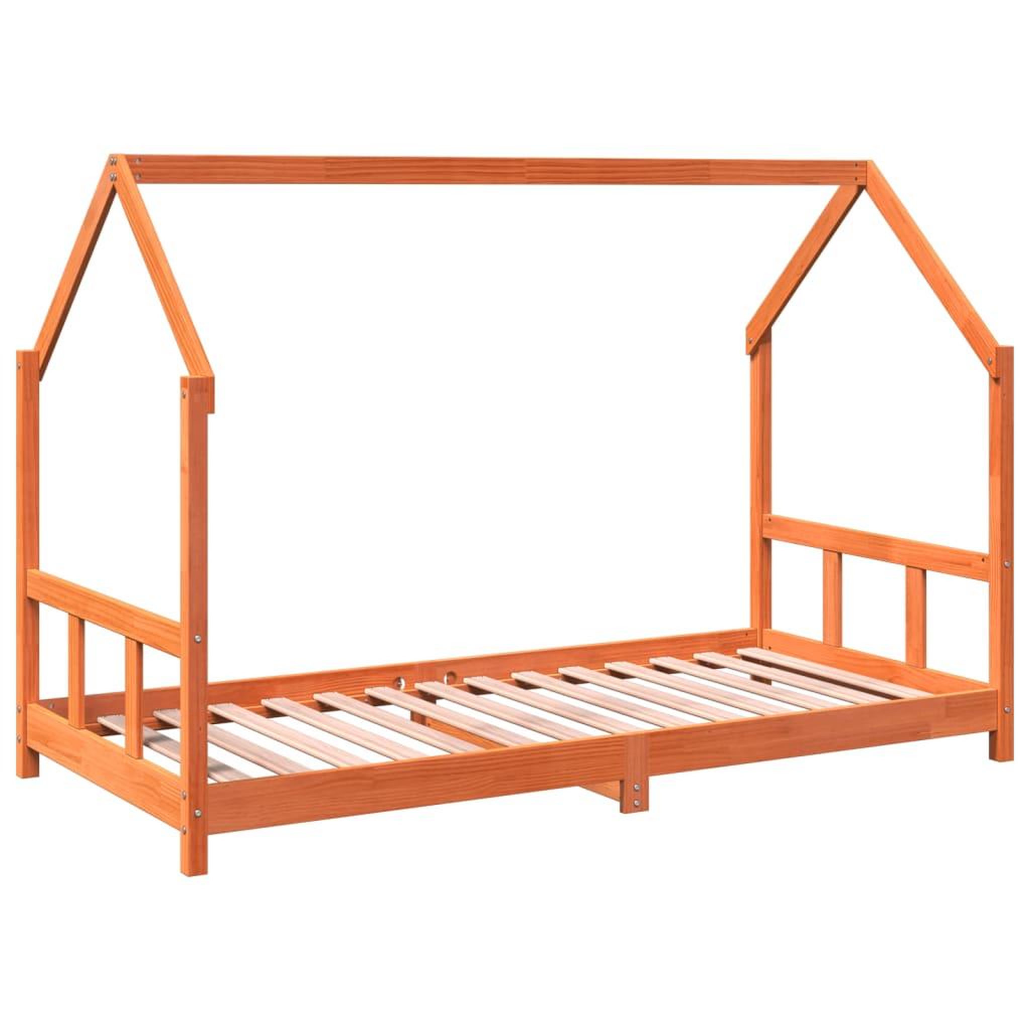 Voir la diapositive 2 : VIDAXL Cadre de lit d'enfants cire marron 90x190 cm bois de pin massif