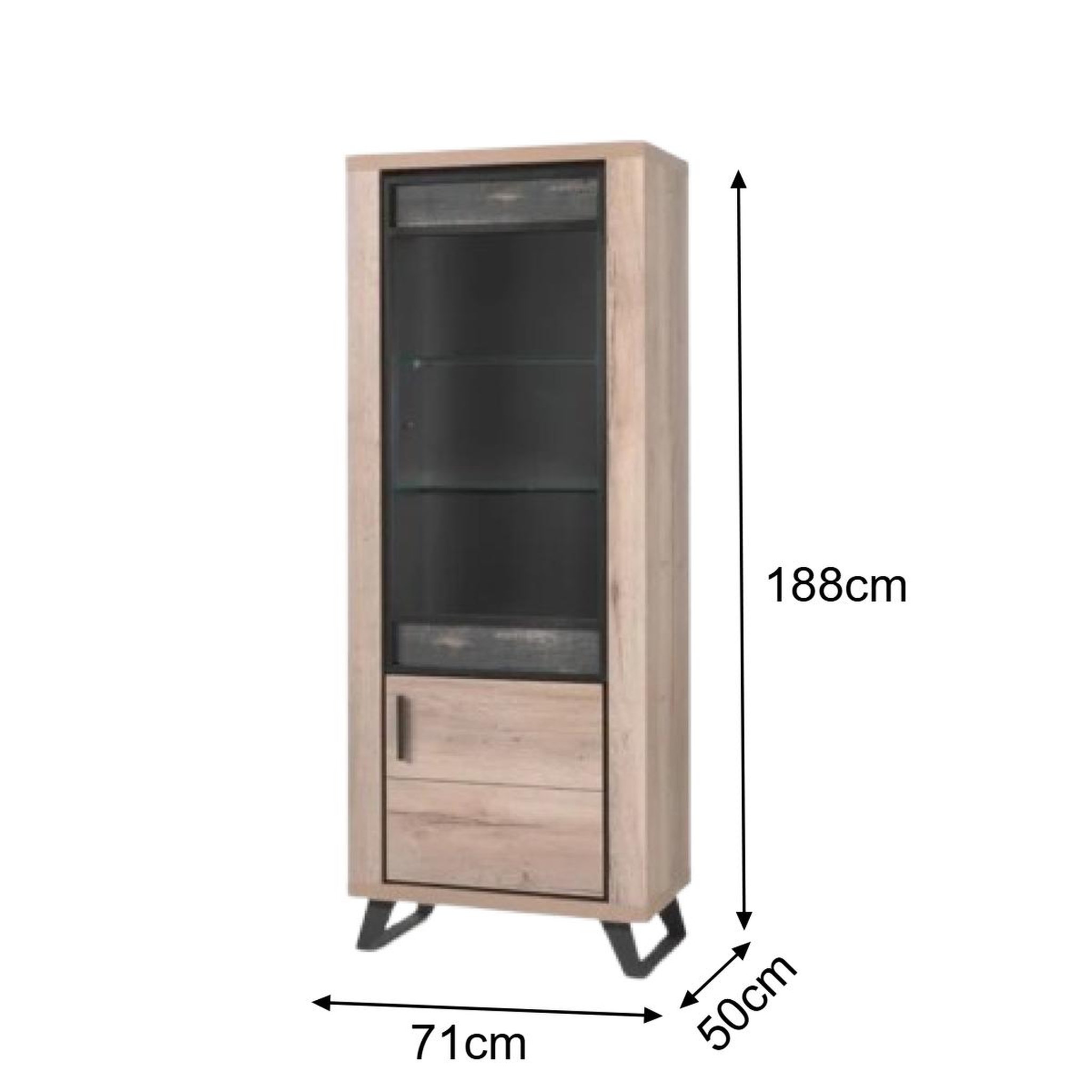 Voir la diapositive 4 : JLC KREATION Colonne contemporaine 2portes dont 1 vitrée décor chêne PERO