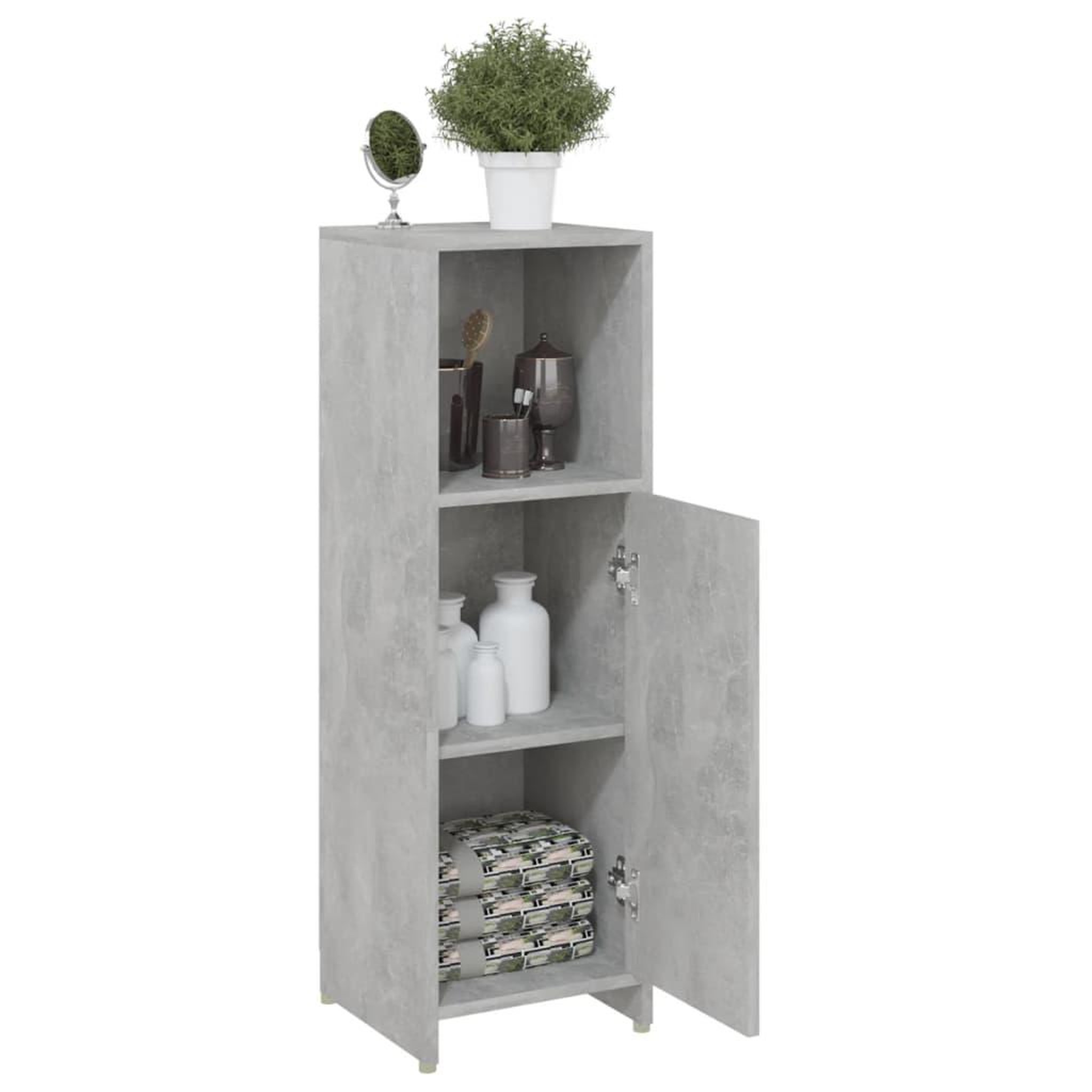 Voir la diapositive 4 : VIDAXL Armoire de salle de bain Gris beton 30x30x95 cm Bois ingenierie