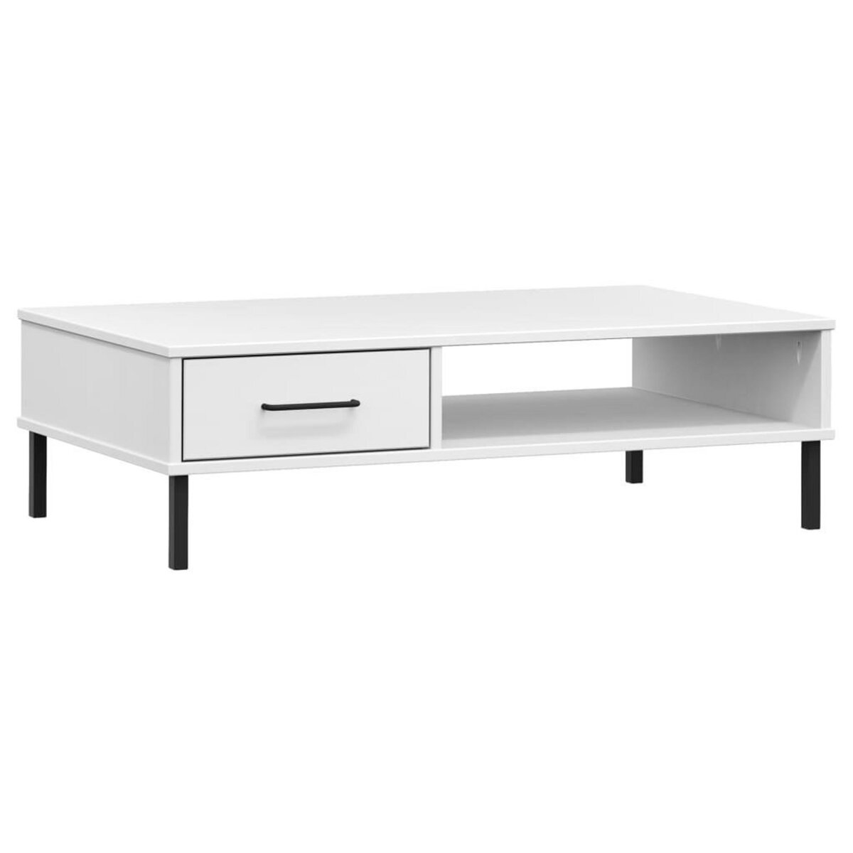 VIDAXL Table basse avec pieds en metal Blanc Bois pin massif OSLO