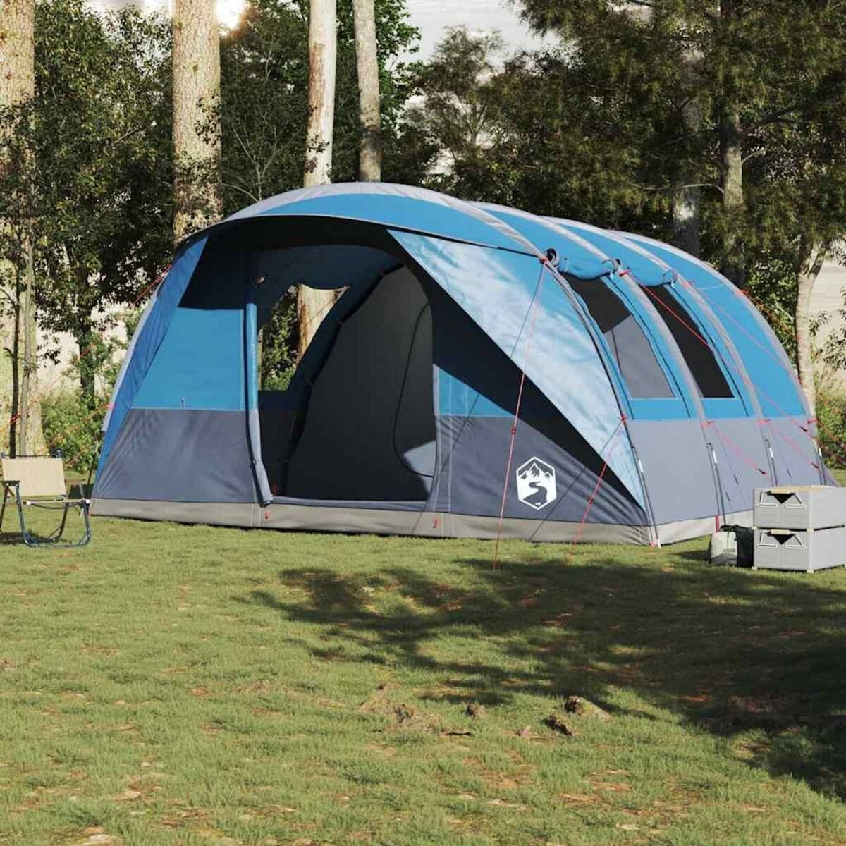 VIDAXL Tente de camping tunnel 5 personnes bleu impermeable