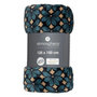 Voir la diapositive 4 : ATMOSPHERA Plaid en Flanelle Imprimé  Jiling  125x150cm Bleu & Camel