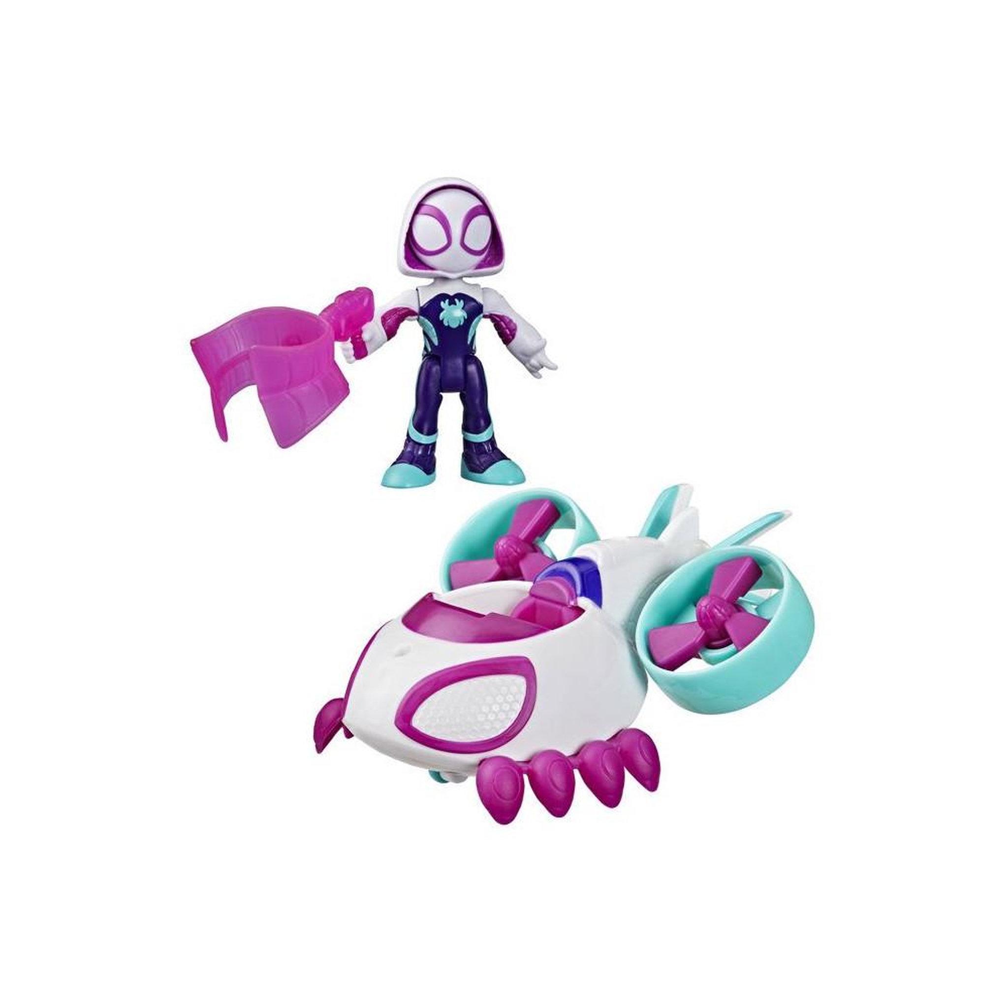 HASBRO Véhicule Hélico de Ghost-Spider avec figurine de 7,5 cm et accessoire, jouets pour enfants, des 3 ans, Spidey et ses Amis Ex