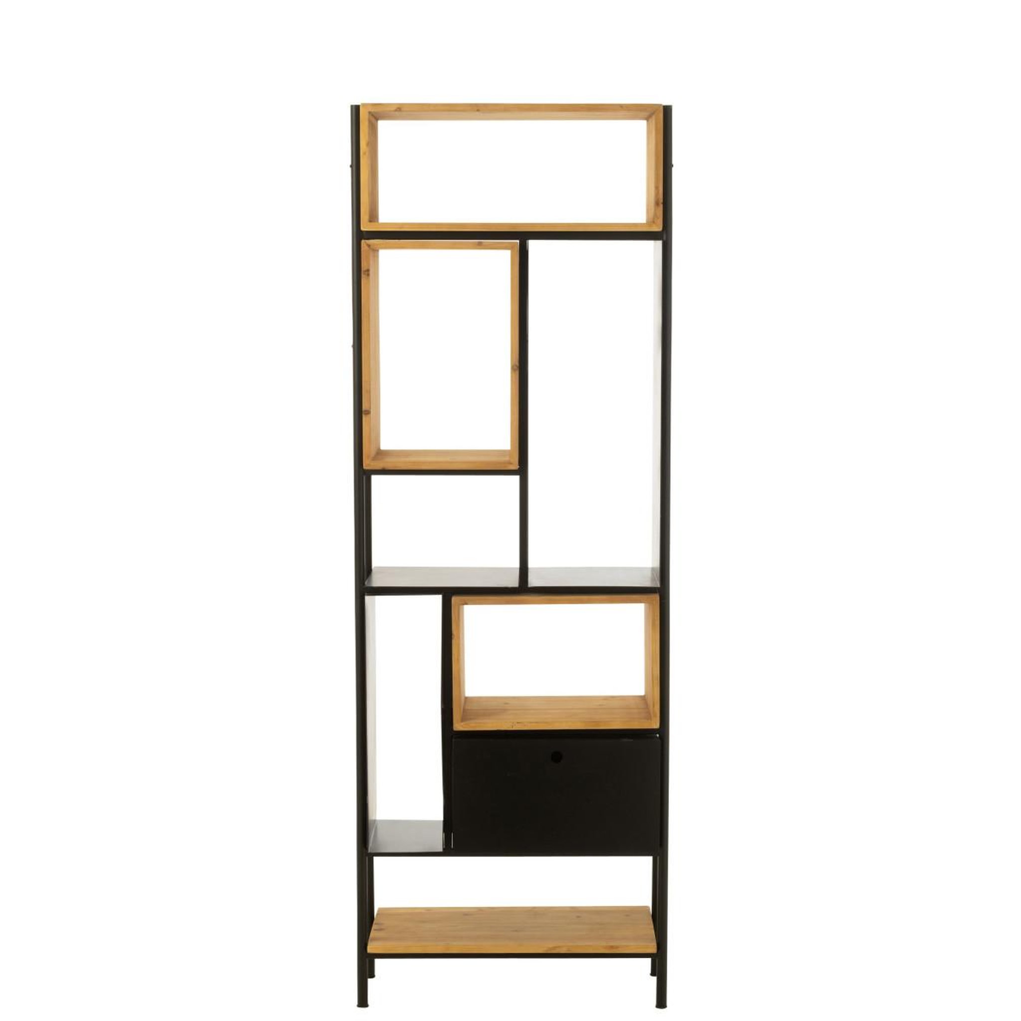 Voir la diapositive 3 : J-LINE Étagère en Bois  Tina  65cm Noir & Naturel