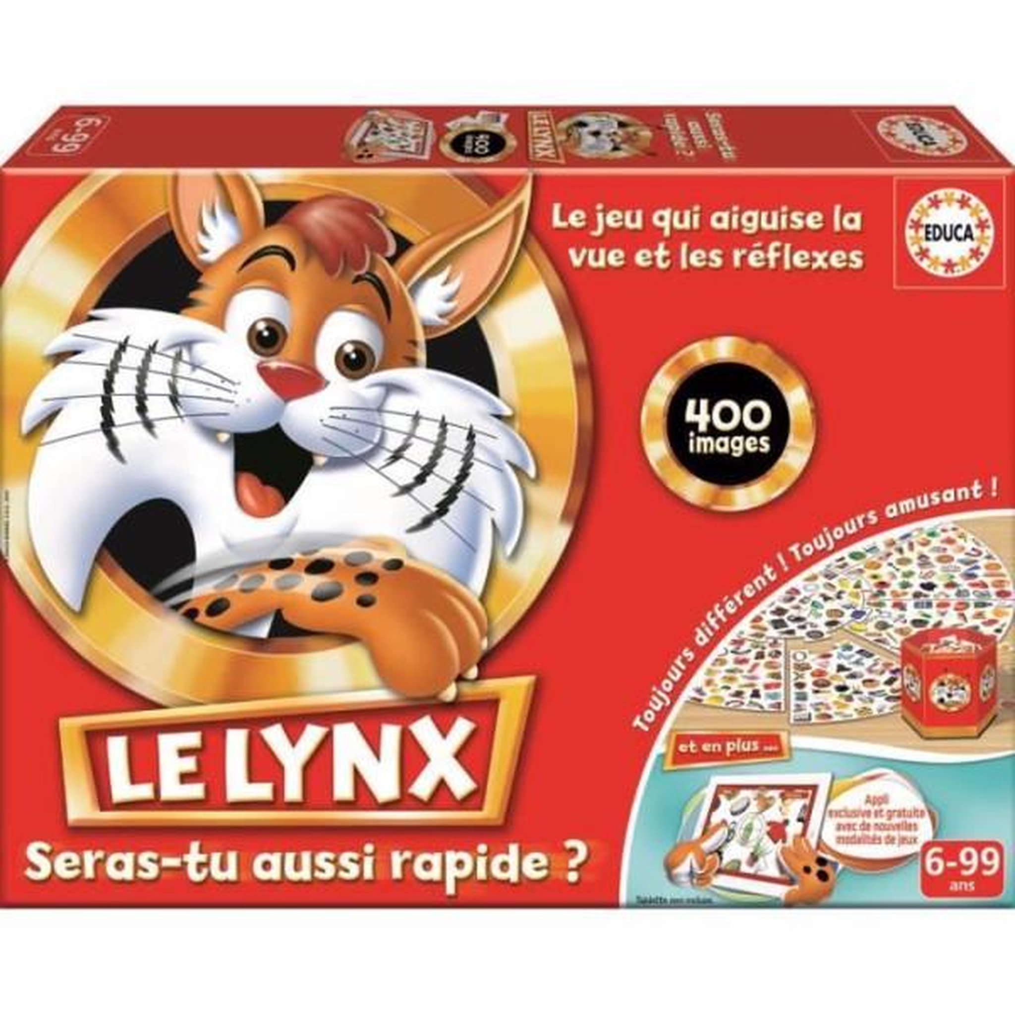 EDUCA Le lynx 400 images, educa, jeu de société famille et enfants, renforce la mémoire visuelle et les réflexes, des 6 ans (16042