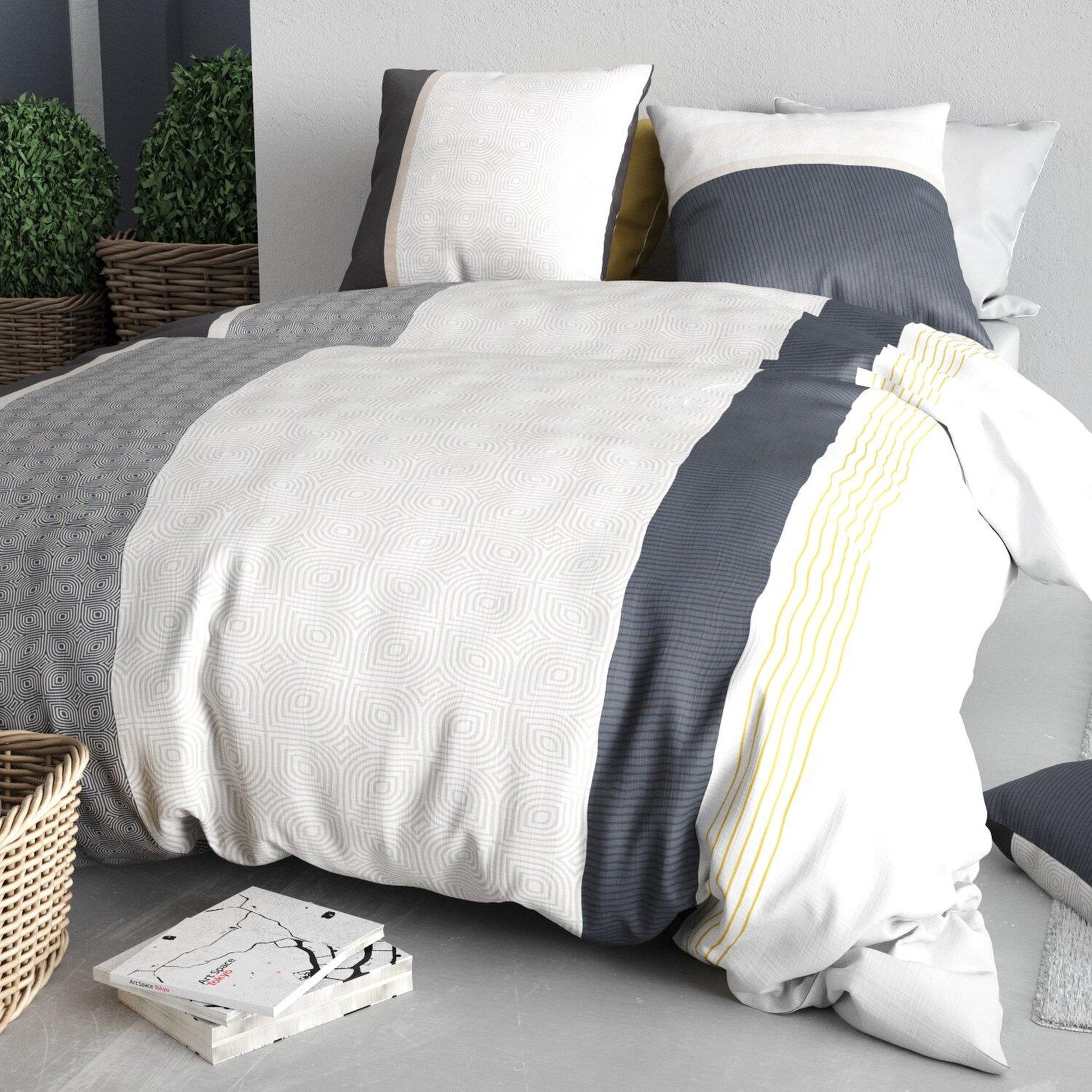 Voir la diapositive 2 : ATELIER DU COTON Parure housse de couette 100% 260x240cm coton 57fils stratus