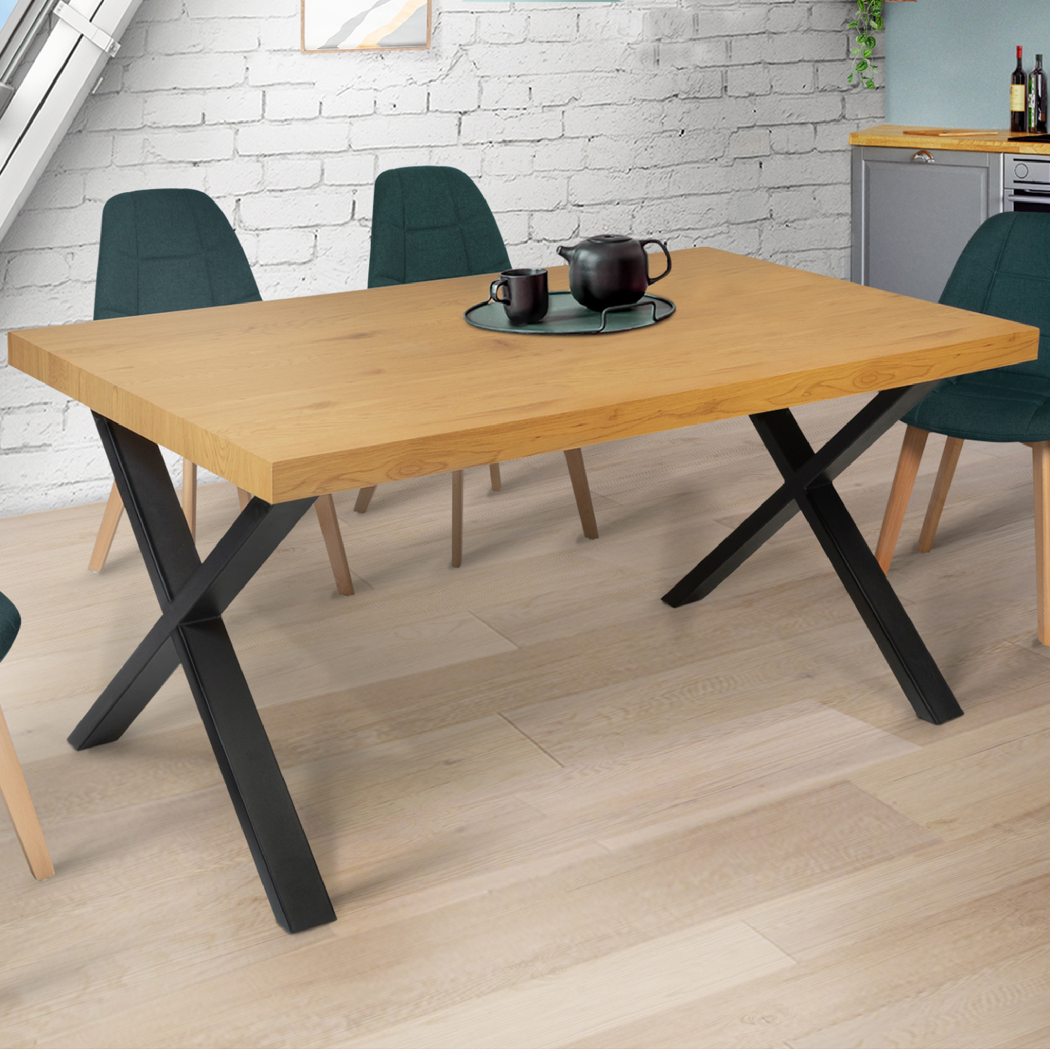 Voir la diapositive 4 : ID MARKET Lot de 2 pieds de table forme x 72x73 cm noir design industriel