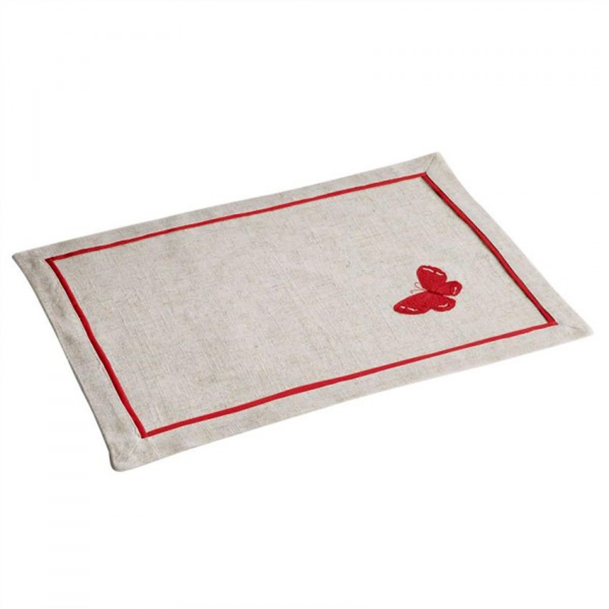 Douceur d'Intérieur Set de table brodé  opaline  33x45cm rouge