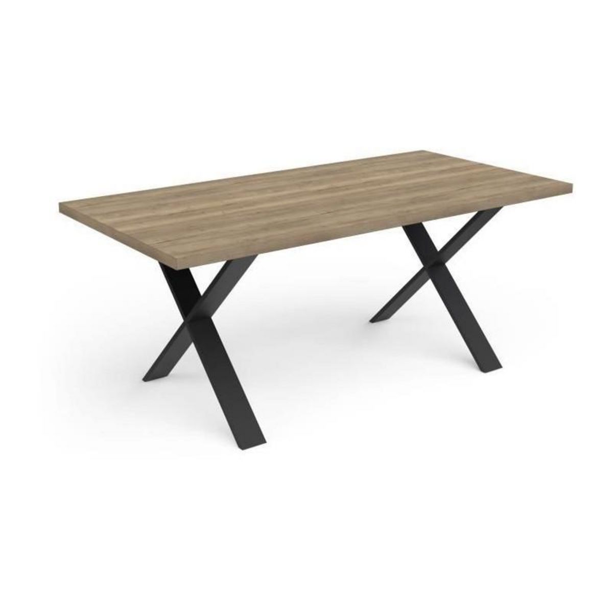 Demeyere Table - STOUT - Rectangulaire - Décor mélamine halifax - Pied en X noir mat - 6 places - 180 x 90 cm - DEMEYERE