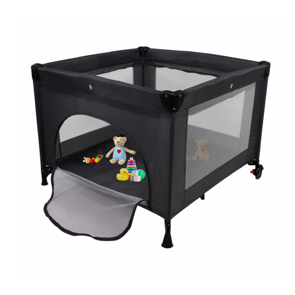 NANIA MIGO - lit Parapluie et Parc bébé avec étage 2 en 1 - De la Naissance à 15 Kg - Sac de Transport et Matelas Inclus