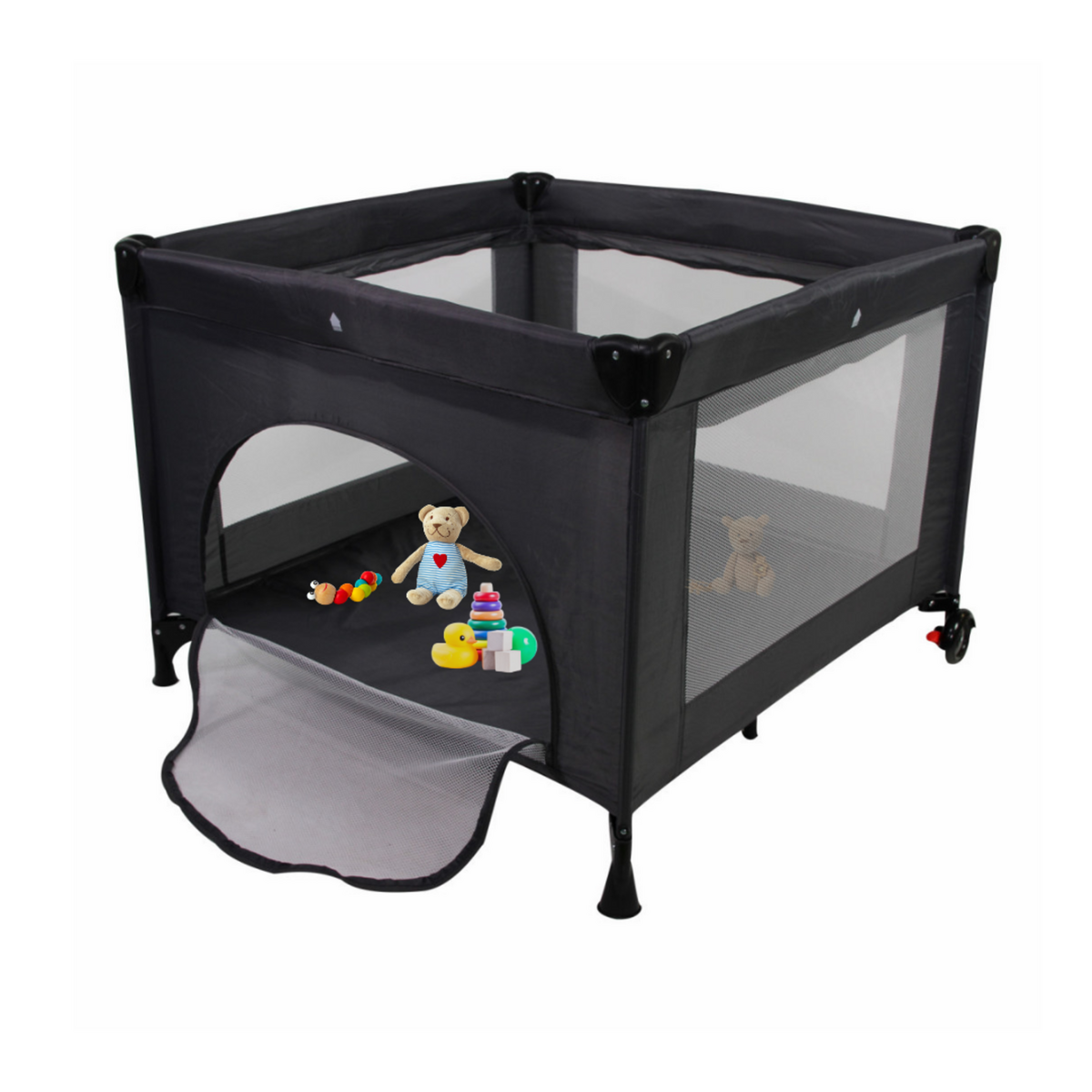 NANIA MIGO - lit Parapluie et Parc bébé avec étage 2 en 1 - De la Naissance à 15 Kg - Sac de Transport et Matelas Inclus