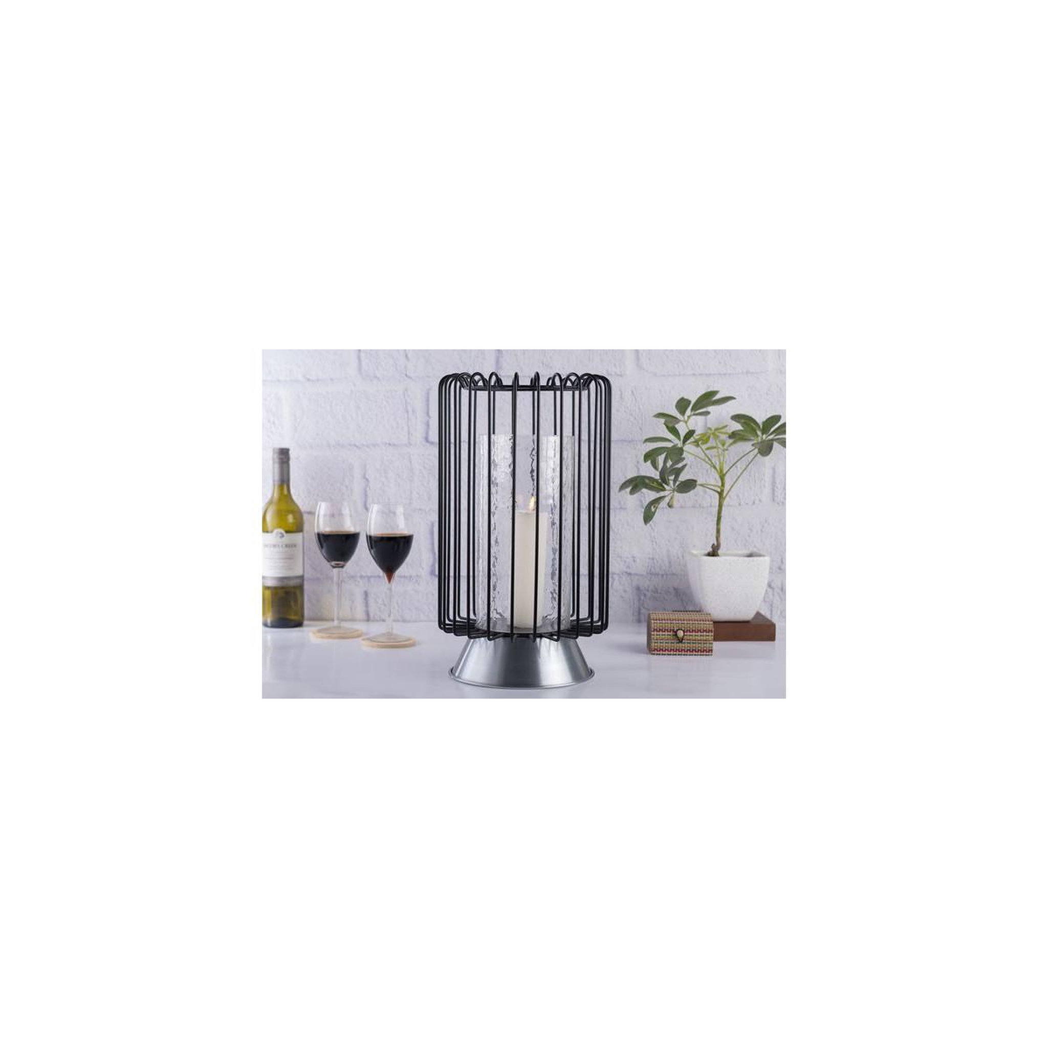 Voir la diapositive 4 : Paris Prix Bougeoir rond déco  malibu  40cm noir & argent