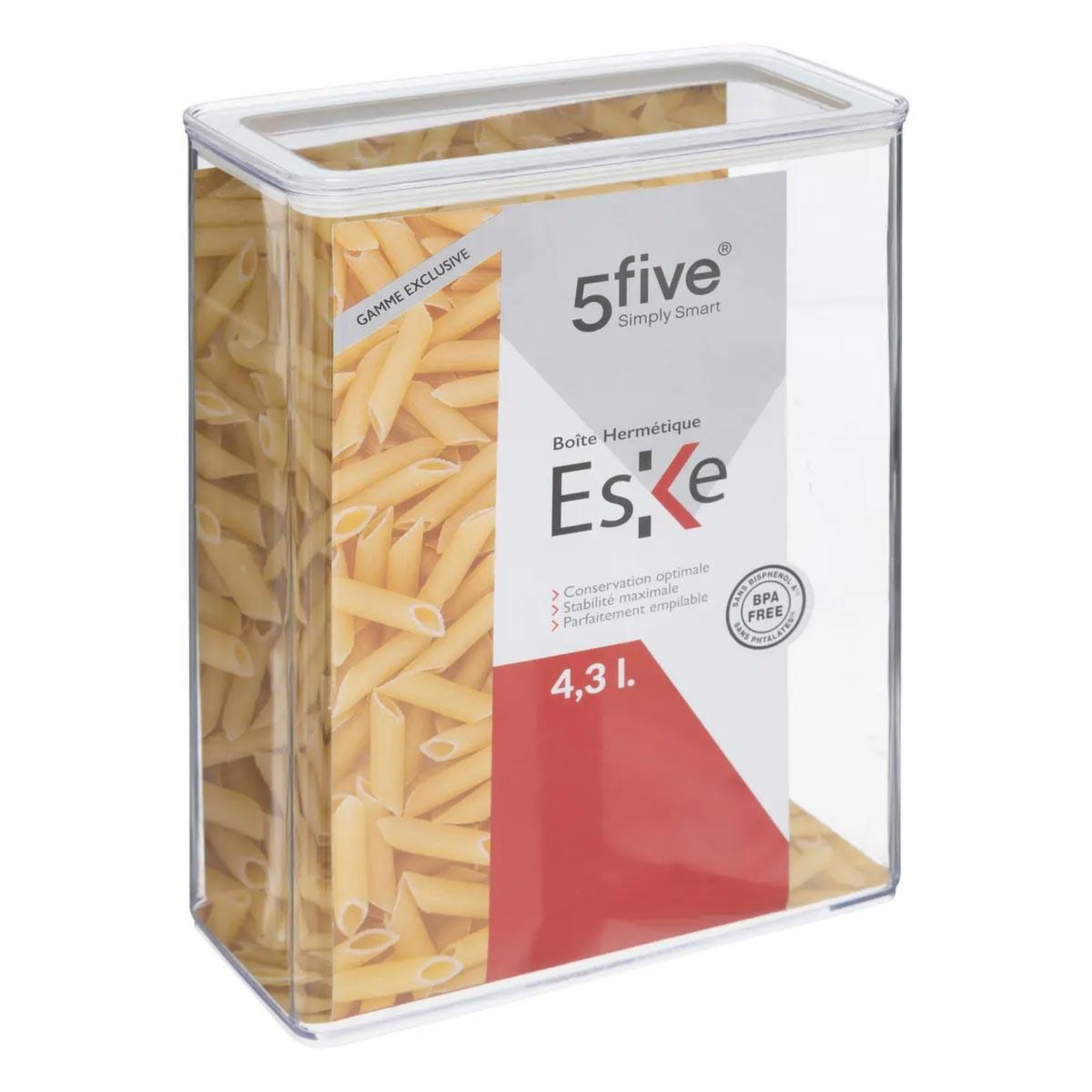 Voir la diapositive 3 : FIVE Boîte de conservation rectangulaire  eske  4,3l blanc