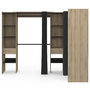 Voir la diapositive 3 : ID MARKET Dressing extensible d'angle MARLON 230 x 140 x 180 cm cm hêtre avec penderies + étagères + rideaux noirs