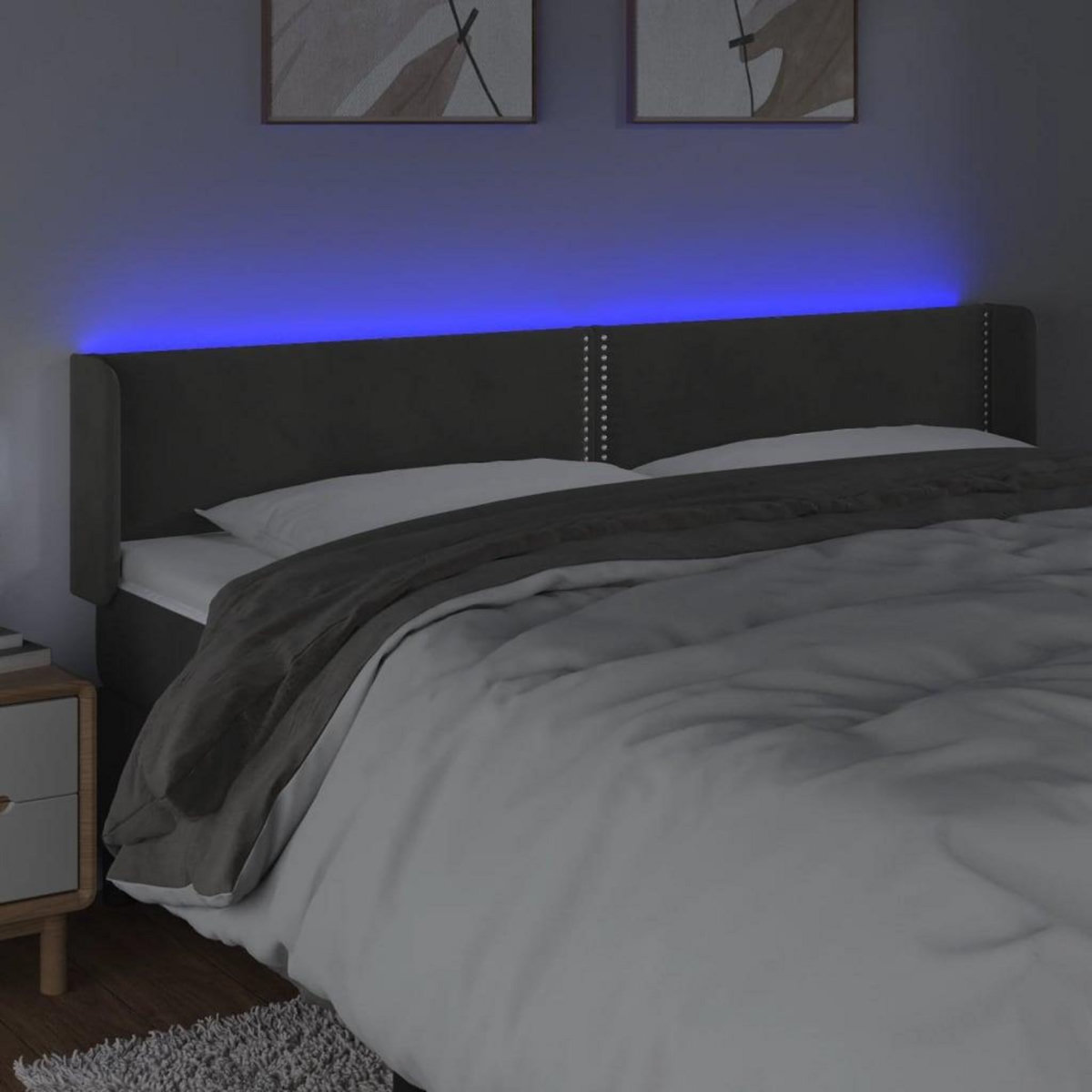 VIDAXL Tete de lit a LED Gris fonce 203x16x78/88 cm Velours