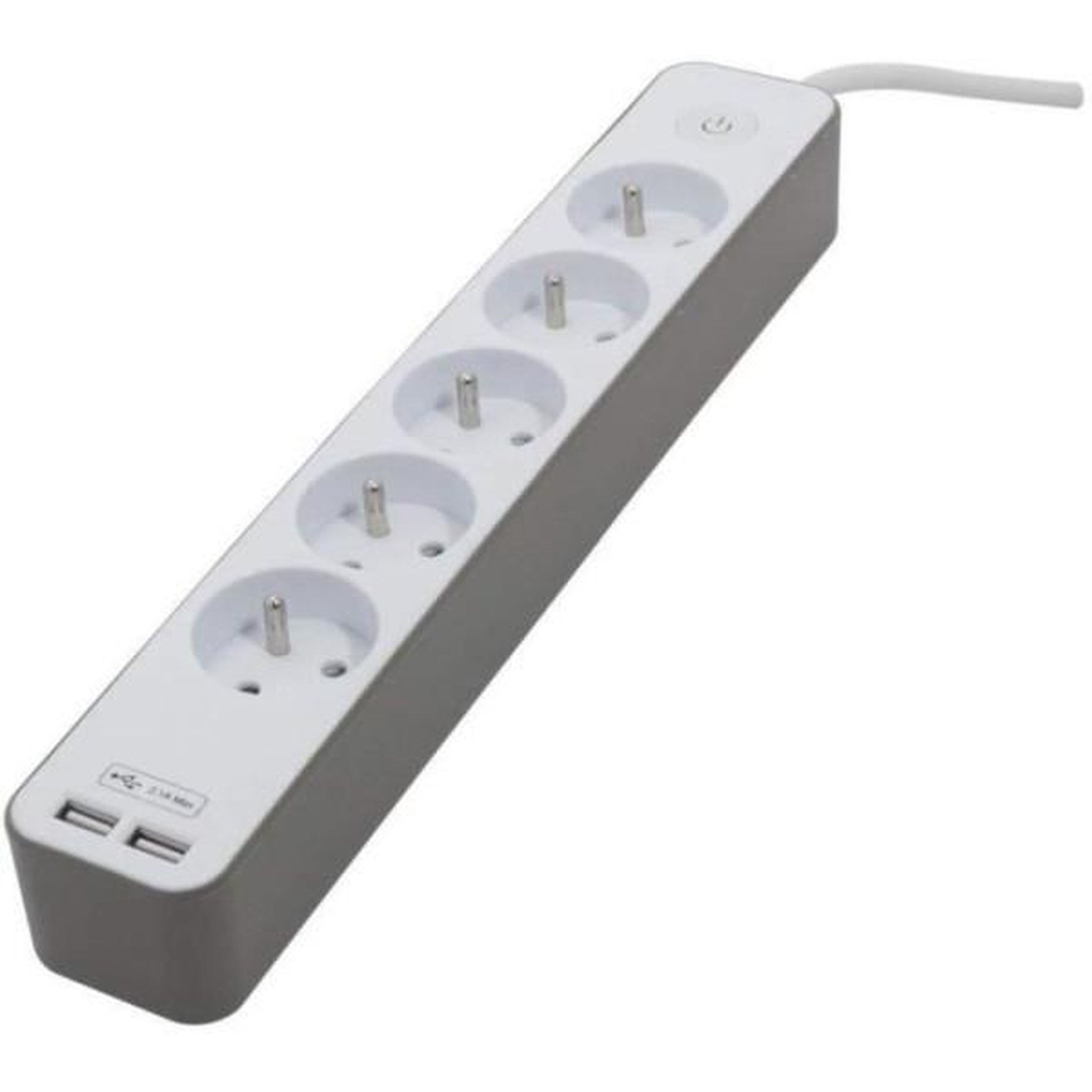 Voir la diapositive 4 : CHACON Chacon bloc multiprise 5 prises 16 a avec 2 ports usb et câble 1,5 m ho5vv-f 3x1,5 mm² blanc et brun