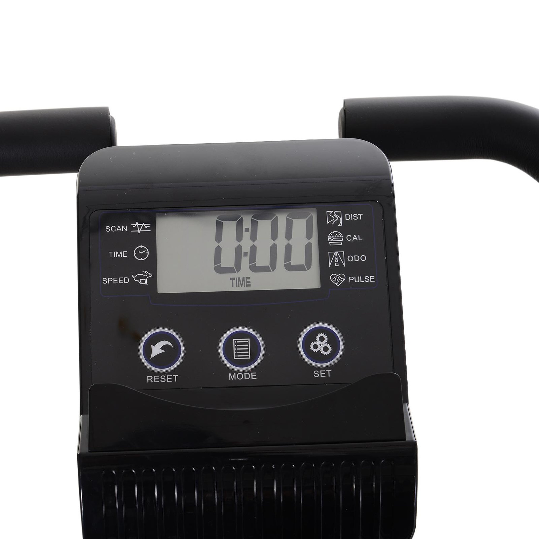 Voir la diapositive 5 : HOMCOM Vélo d'appartement pliant 8 niveaux de résistance magnétique dossier selle réglable poignées ergonomiques écran LCD multifonction suspensions support tablette acier noir