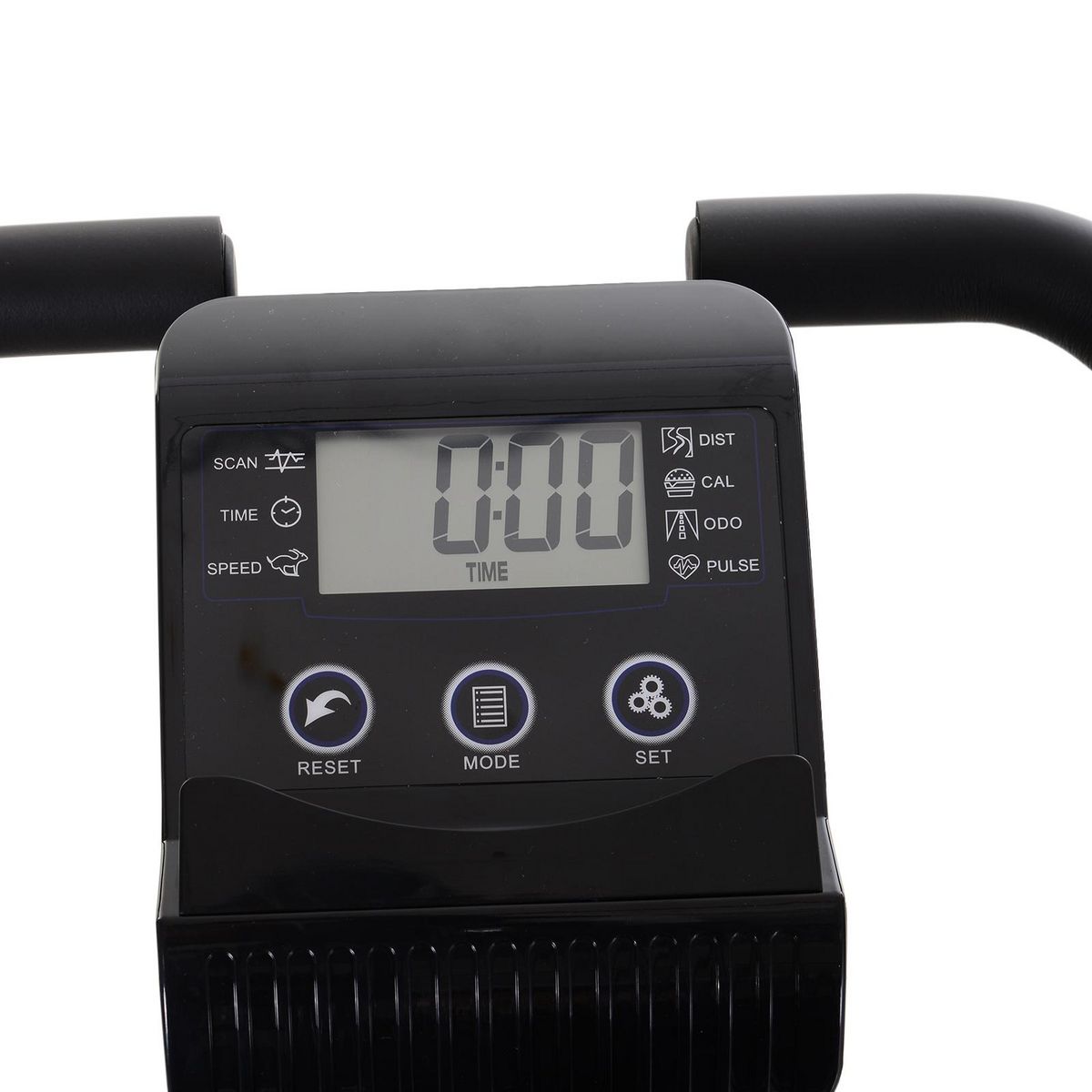 HOMCOM Vélo d'appartement pliant 8 niveaux de résistance magnétique dossier selle réglable poignées ergonomiques écran LCD multifonction suspensions support tablette acier noir