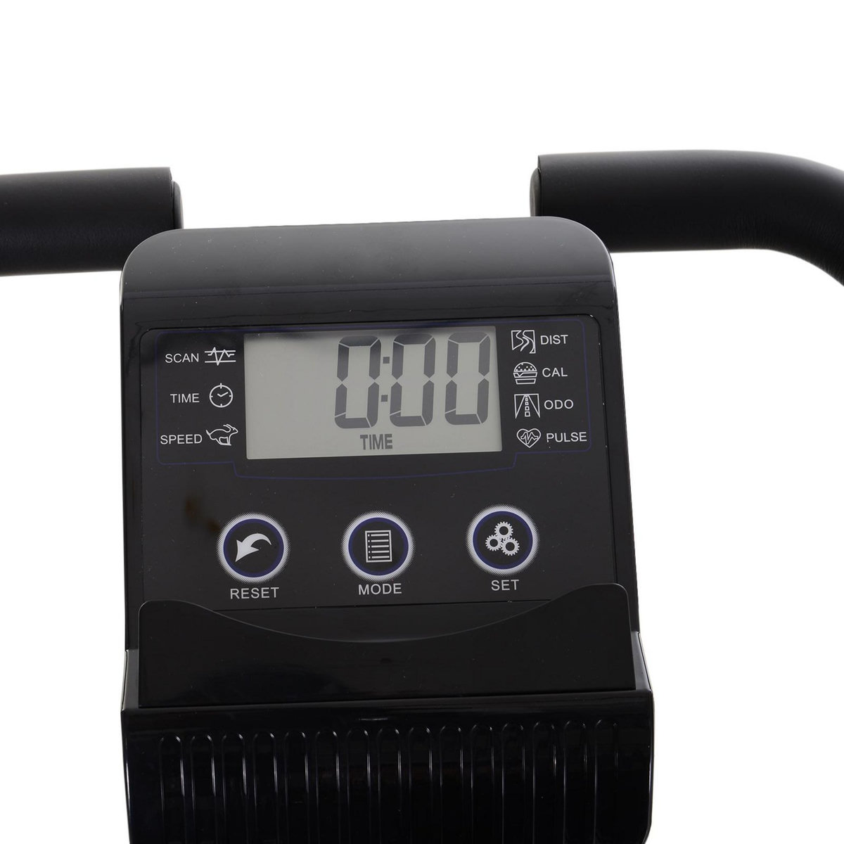 HOMCOM Vélo d'appartement pliant 8 niveaux de résistance magnétique dossier selle réglable poignées ergonomiques écran LCD multifonction suspensions support tablette acier noir