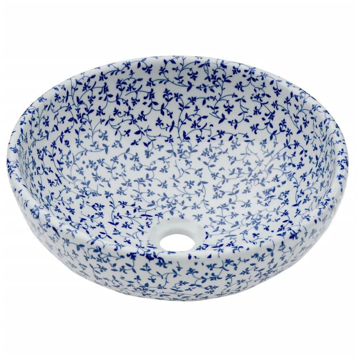 VIDAXL Vasque a poser blanc et bleu rond Φ41x14 cm ceramique