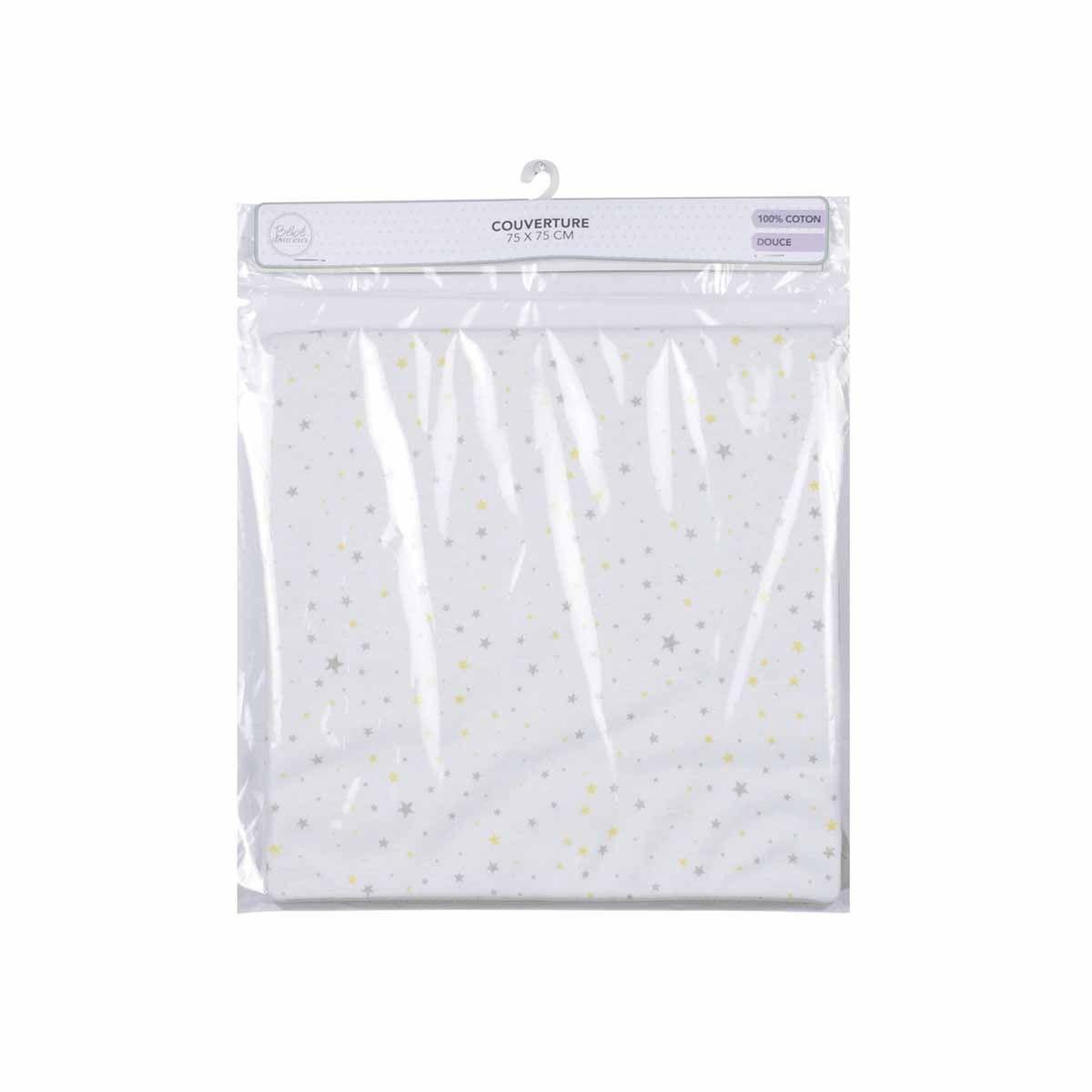 Voir la diapositive 2 : HOMEA Couverture bébé en coton  ciel  75cm gris