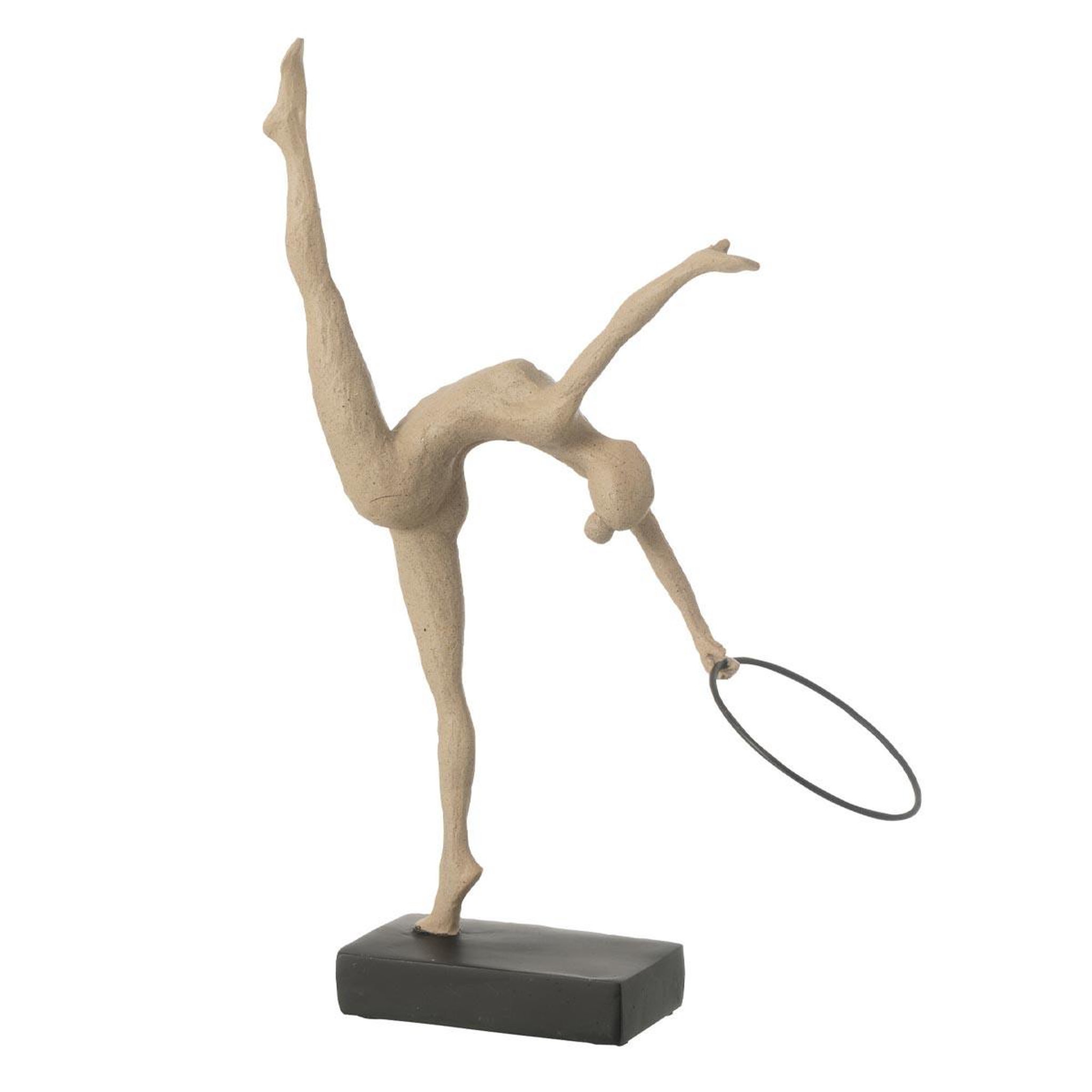 J-LINE Gymnaste cerceau sur socle  écart  36cm beige & noir