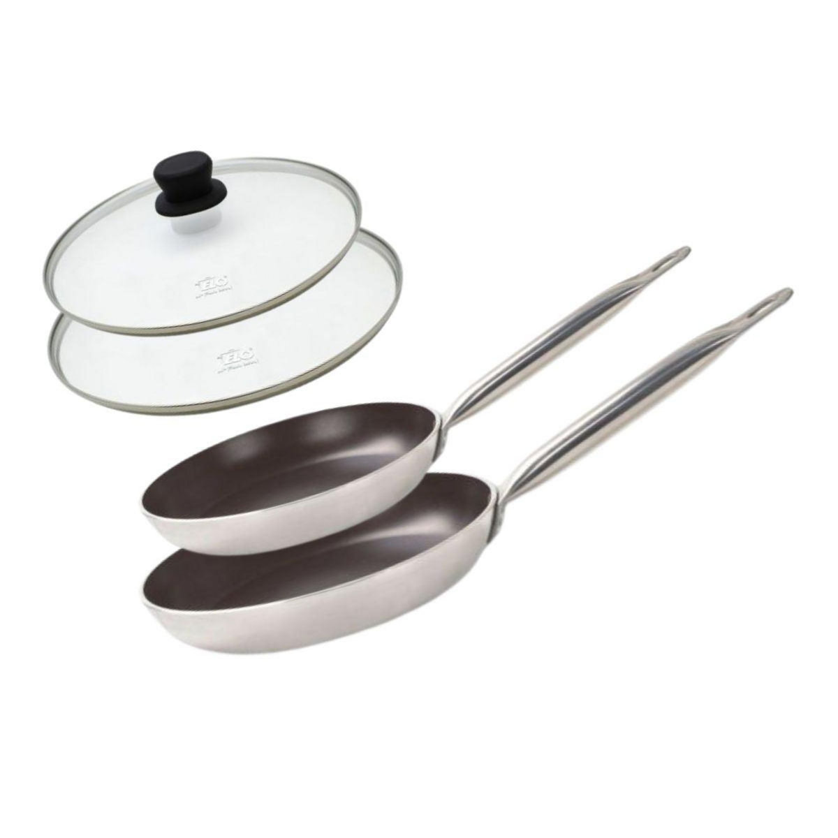 ELO Set de 2 Poêles 24 et 32 cm céramique sans PFAS et 2 couvercles Bistro Line Elo