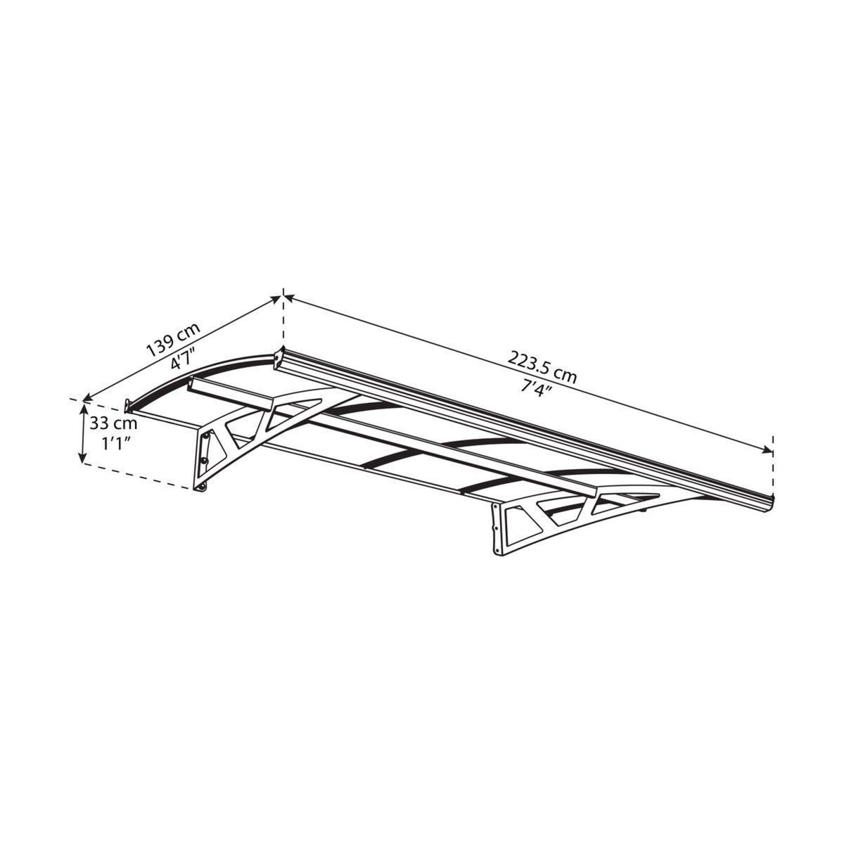 Canopia by PALRAM Marquise - Anthracite - 139x223-5cm - CANOPY AMSTERDAM 2230