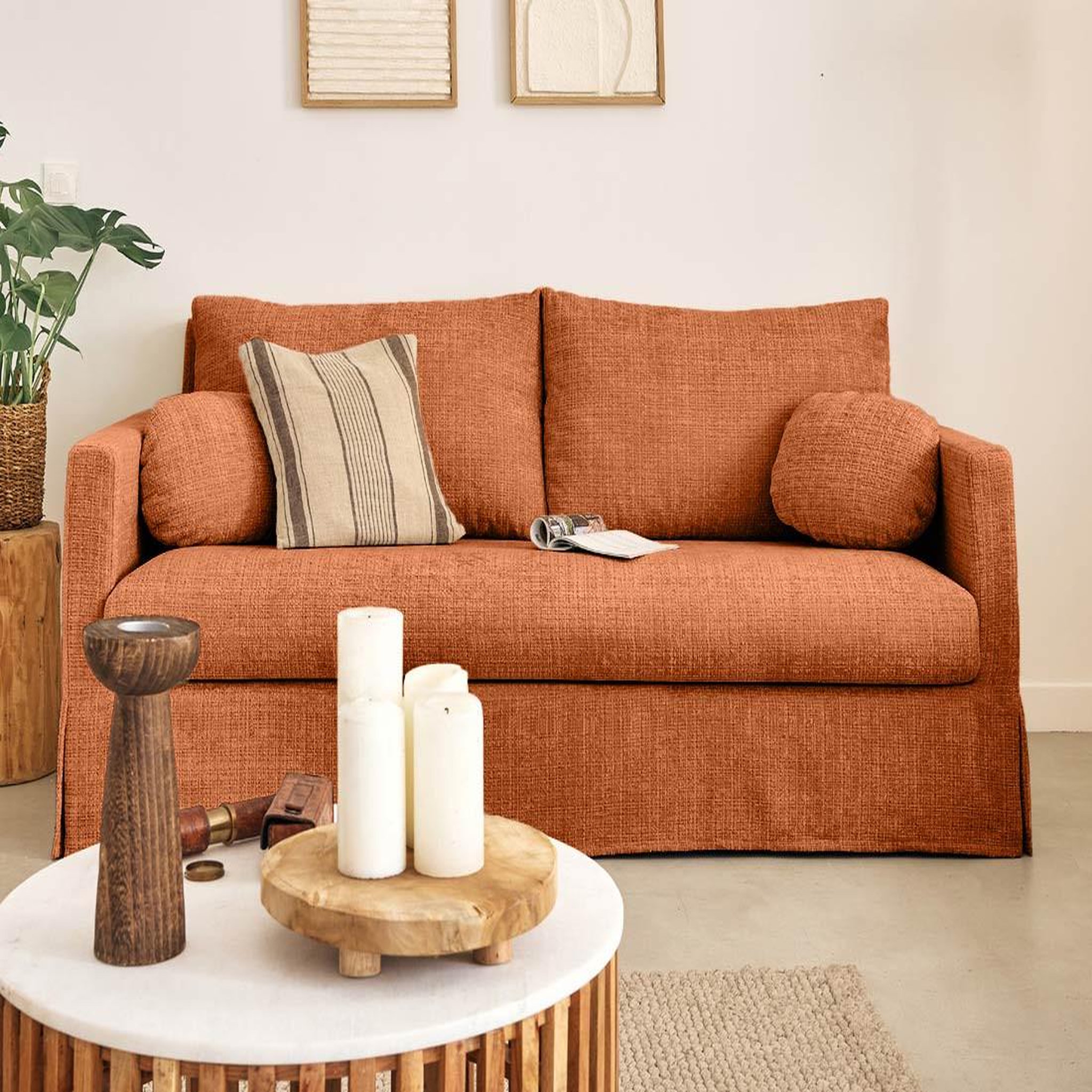 Voir la diapositive 1 : LISA DESIGN Serena - canapé droit déhoussable 3 places en velours texturé