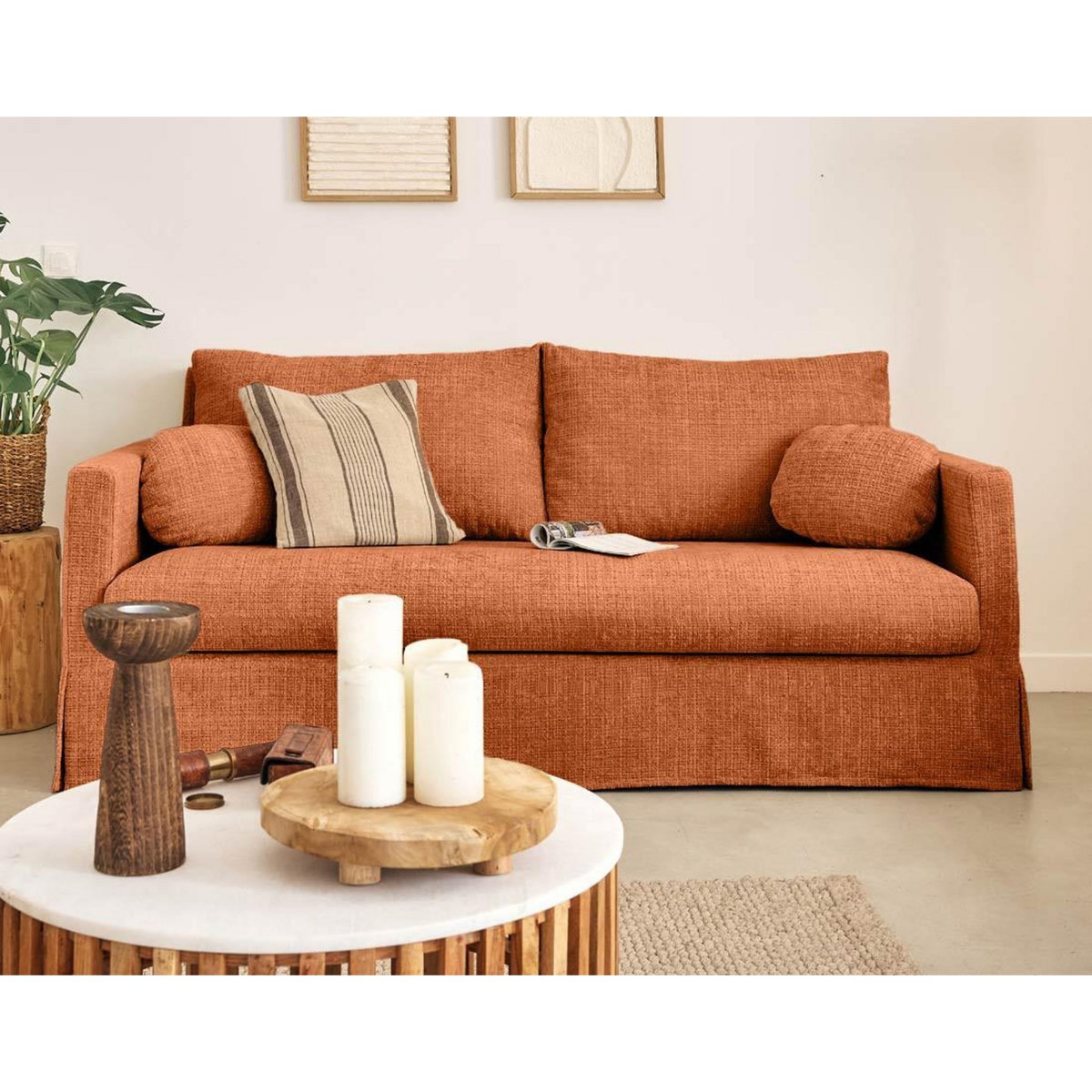 LISA DESIGN Serena - canapé droit déhoussable 3 places en velours texturé
