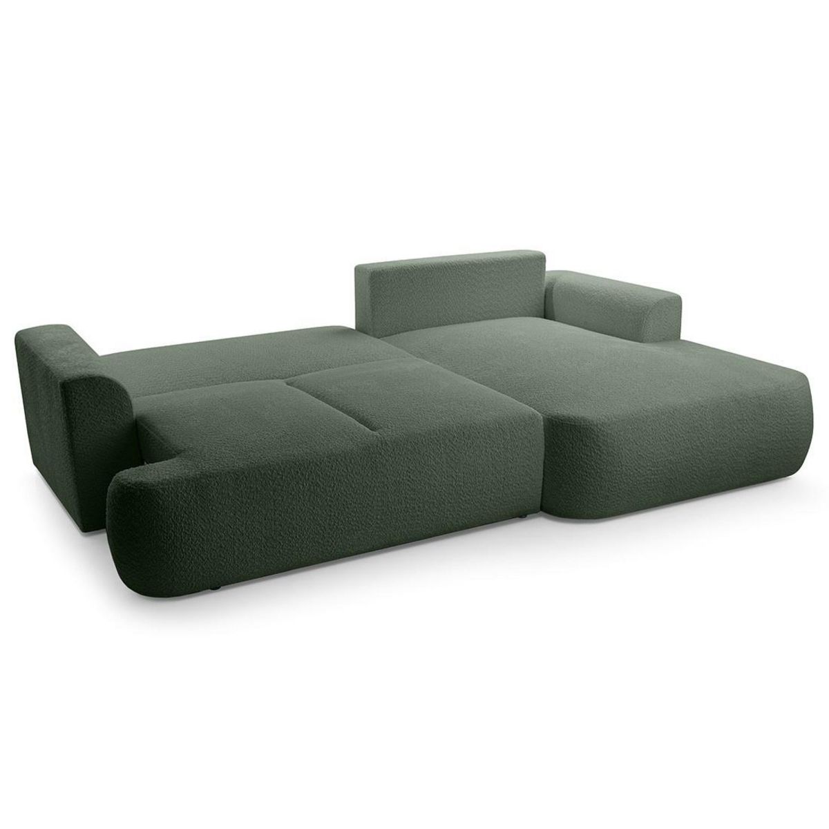 BEST MOBILIER Candela - canapé d'angle droit 4 places - convertible avec coffre - en tissu bouclette