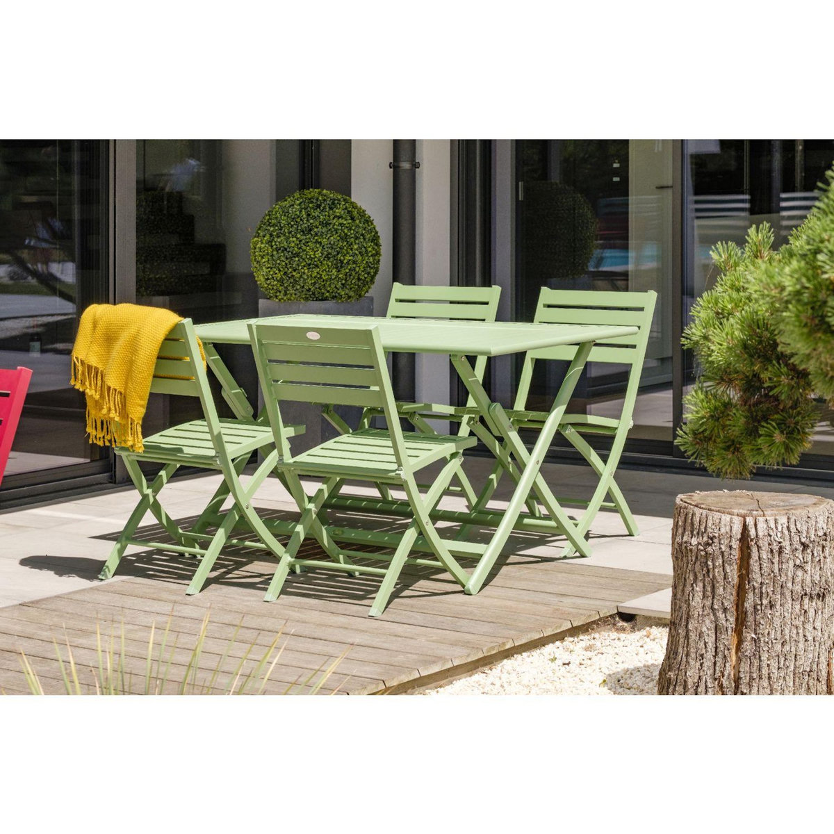 DCB GARDEN Chaise de jardin pliante - Aluminium - Vert lagune - MARIUS
