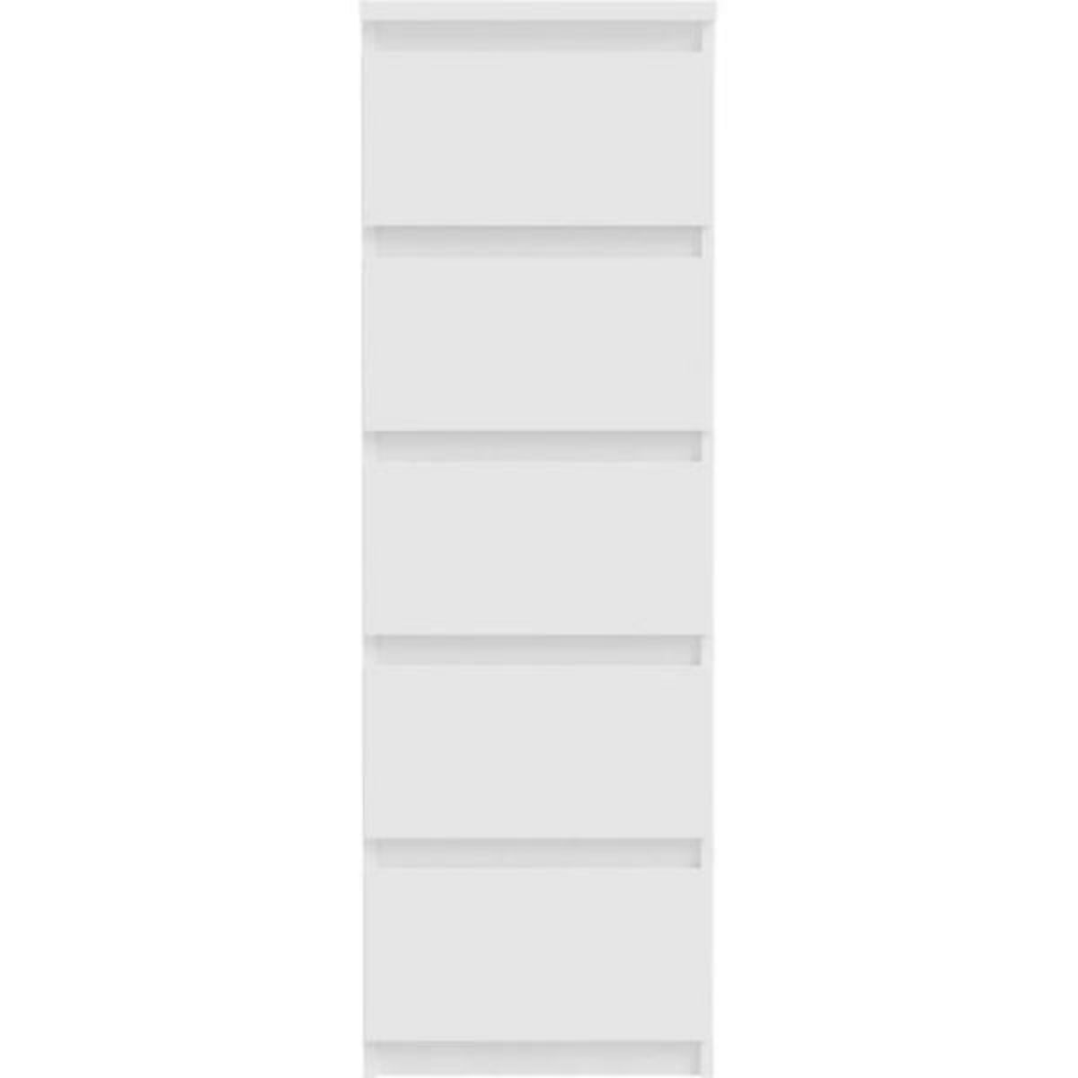 MARKET24 Commode CHELSEA 5 tiroirs - L 41,8 x P 42,2 x H 128,1 cm- Décor blanc mat