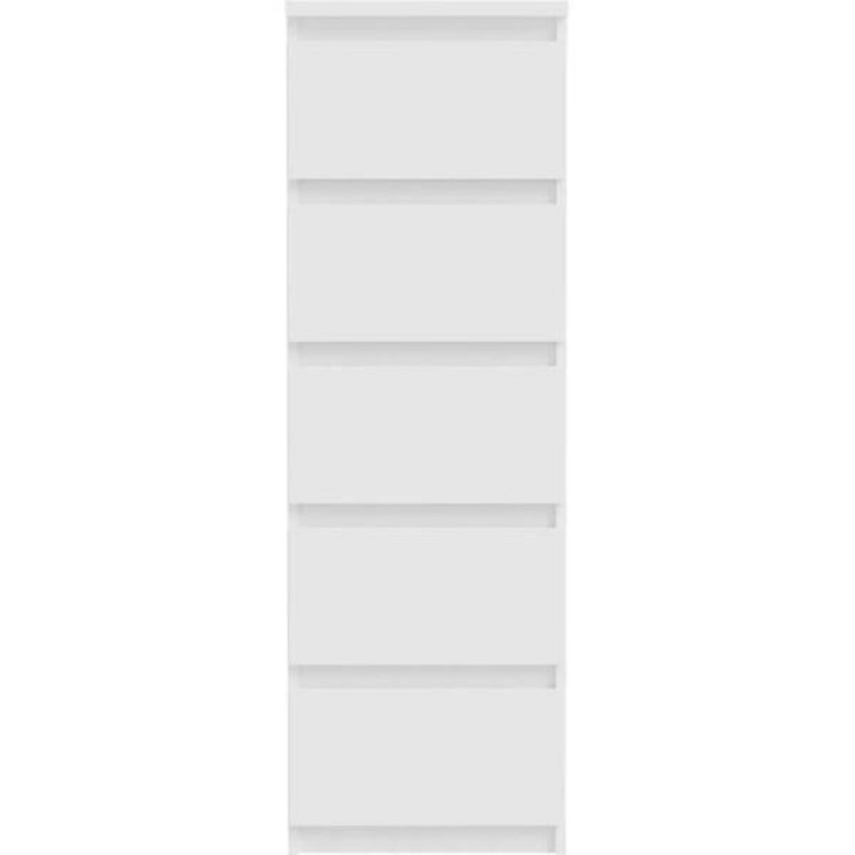 MARKET24 Commode CHELSEA 5 tiroirs - L 41,8 x P 42,2 x H 128,1 cm- Décor blanc mat