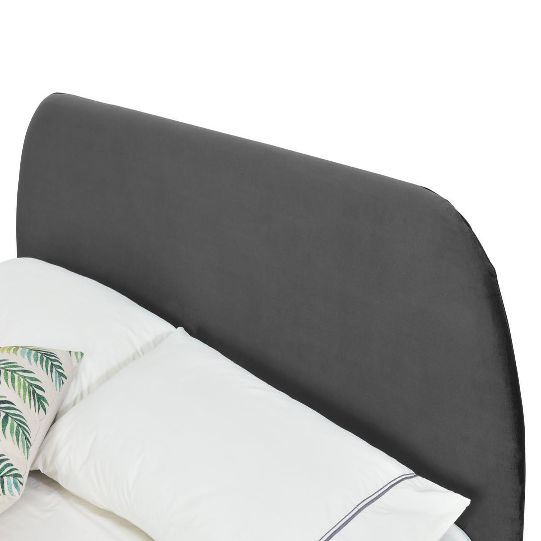 Voir la diapositive 4 : CONCEPT USINE Lit 160 x 200 cm en velours gris et pieds noirs phoenix