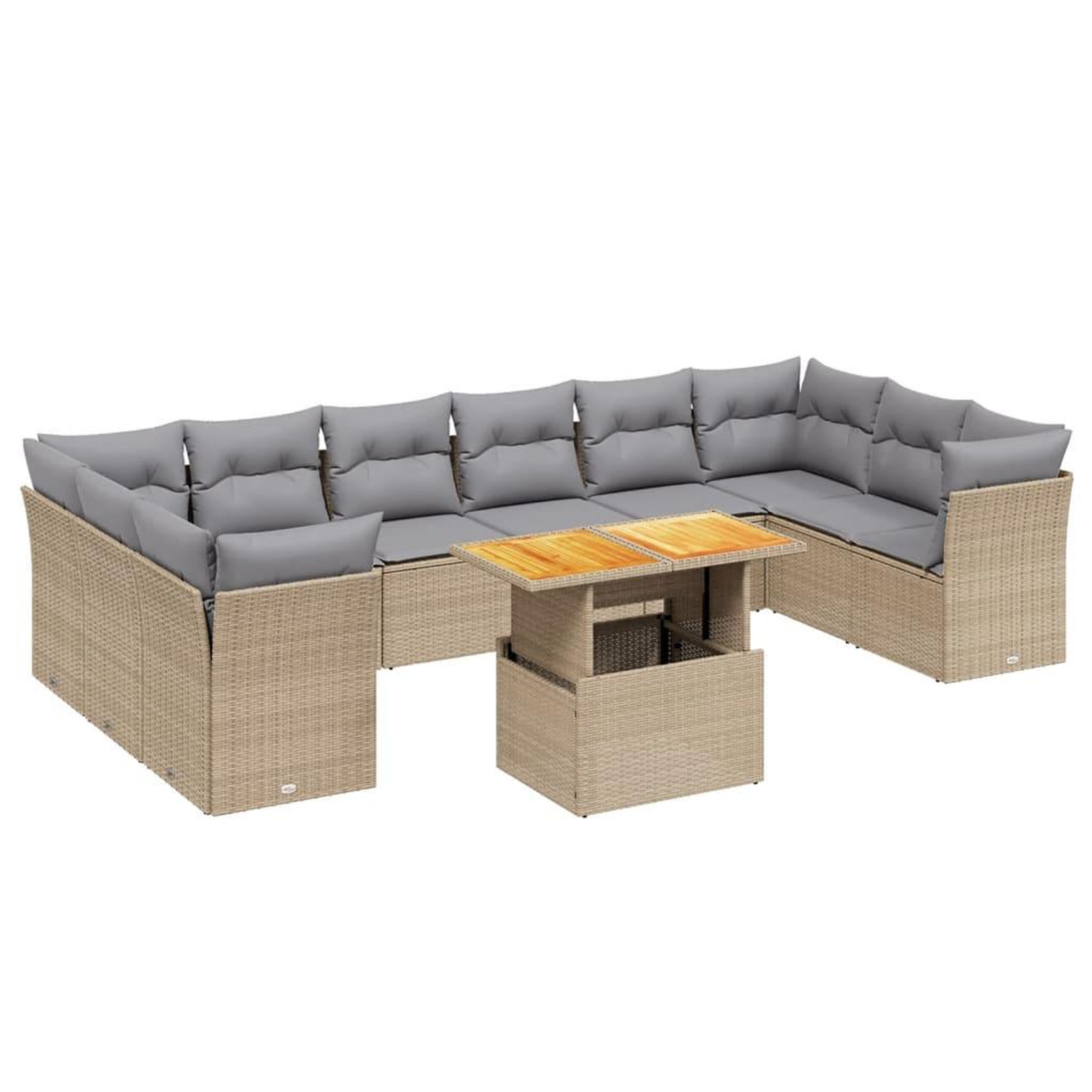 Voir la diapositive 2 : VIDAXL Salon de jardin 11 pcs avec coussins beige resine tressee