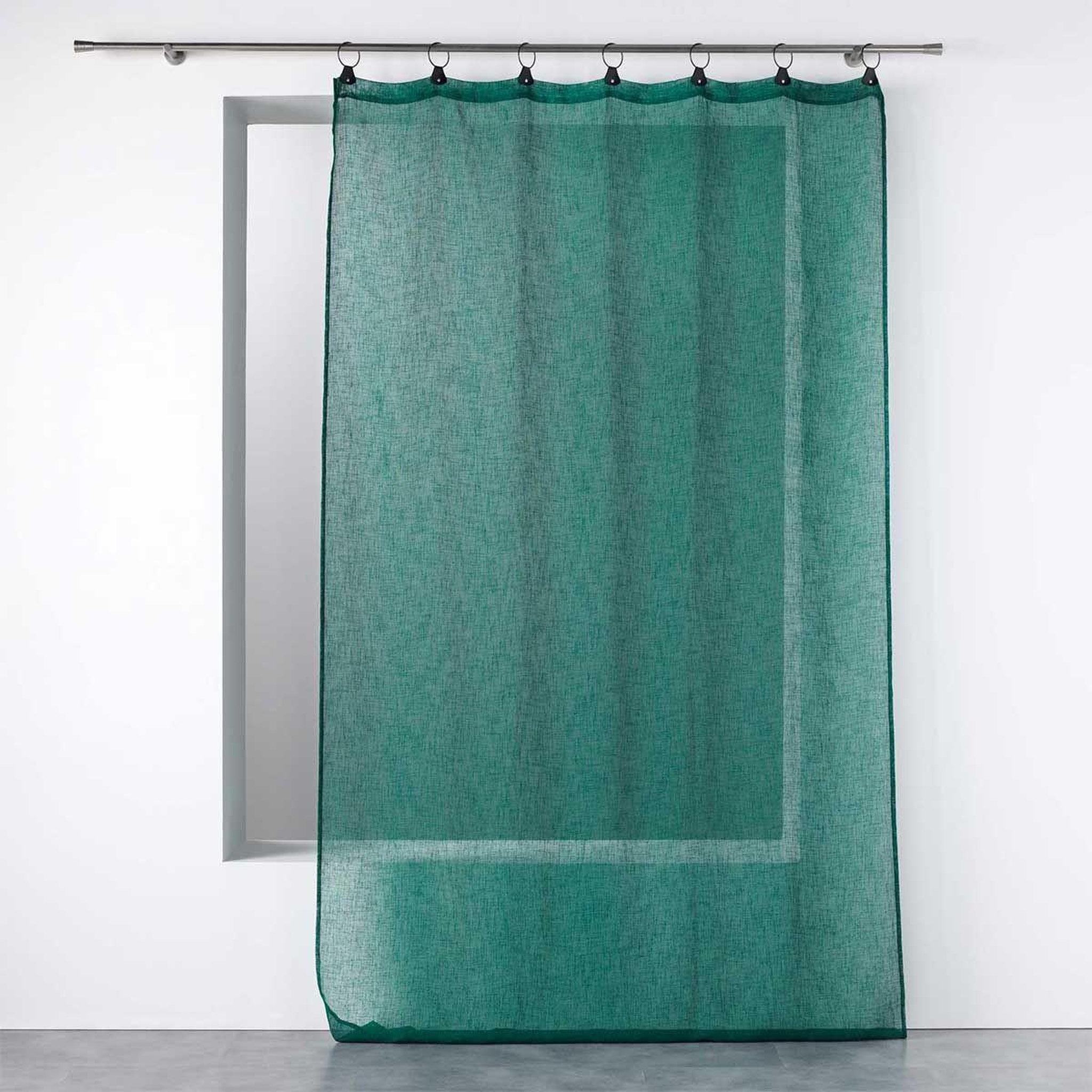 Douceur d'Intérieur Rideau voilage à anneaux  linka  140x240cm émeraude