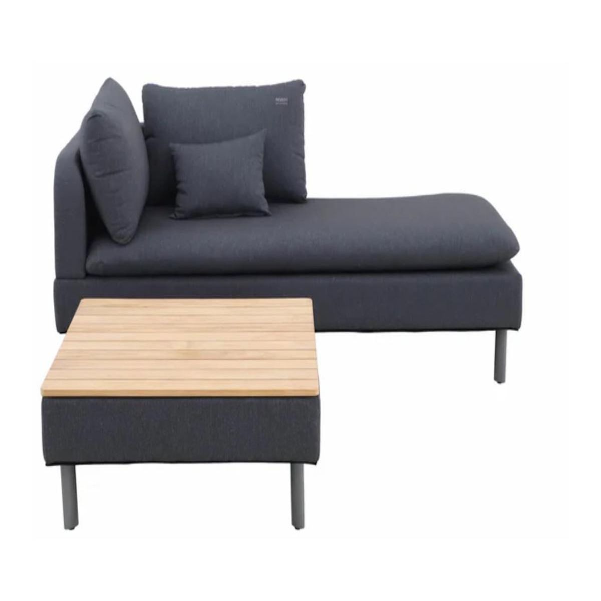 JARDIDECO Table basse de jardin en aluminium gris et teck - Jardideco