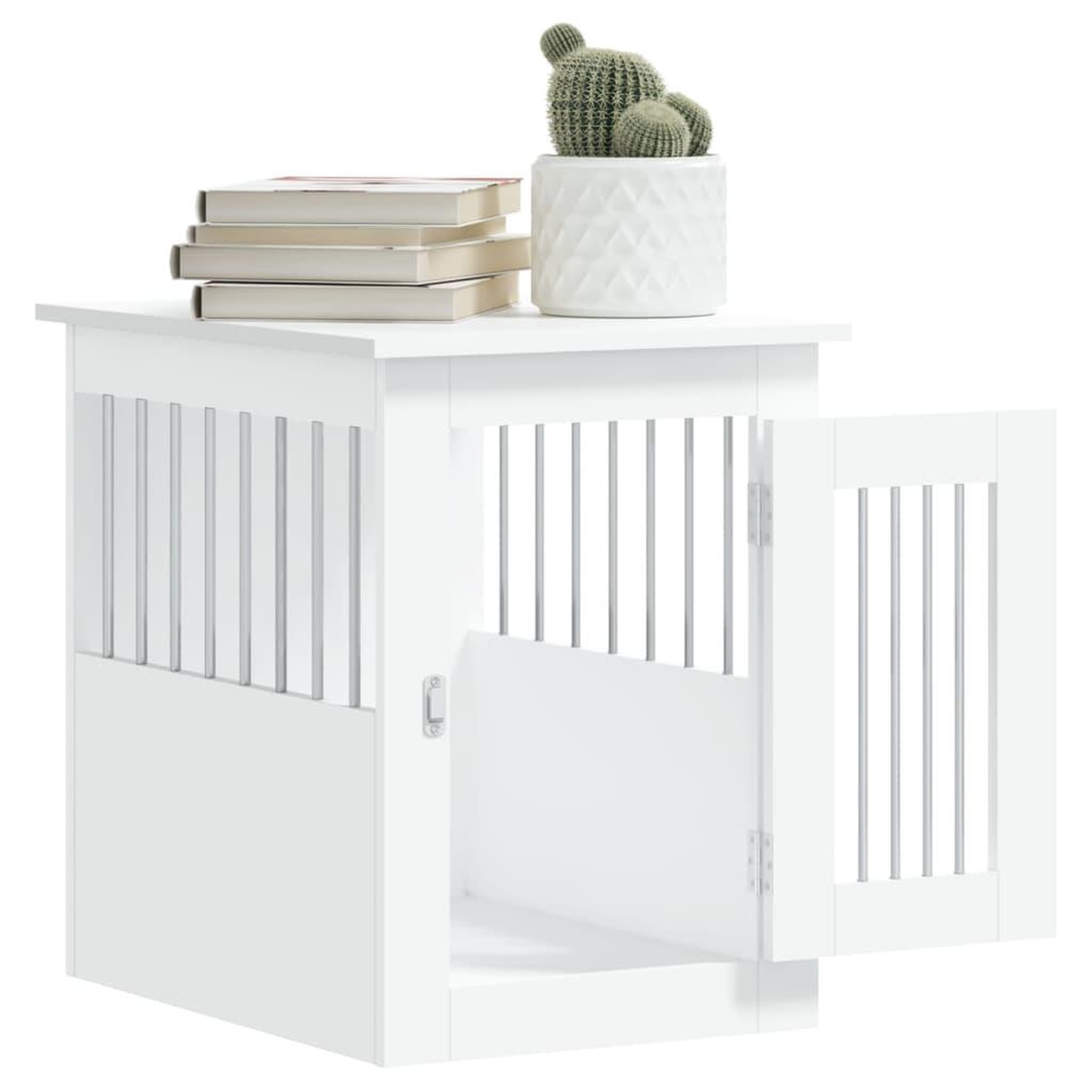 Voir la diapositive 5 : VIDAXL Meuble de cage pour chiens blanc 45x62x59 cm bois d'ingenierie