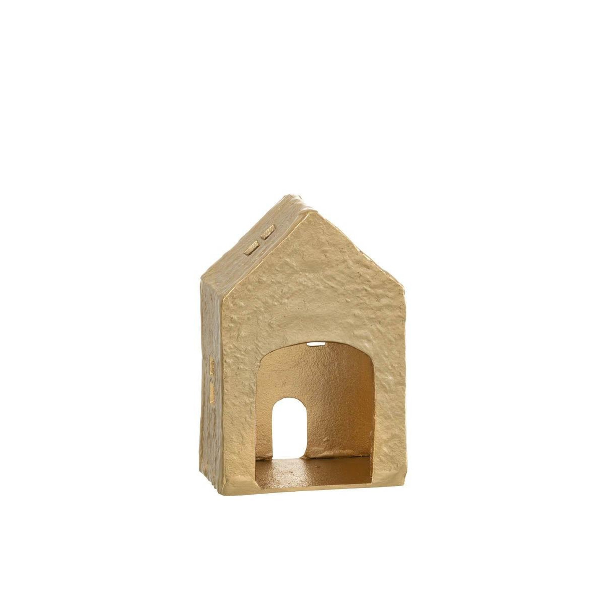 Voir la diapositive 2 : J-LINE Bougeoir déco 1 bougie  maison  19cm or